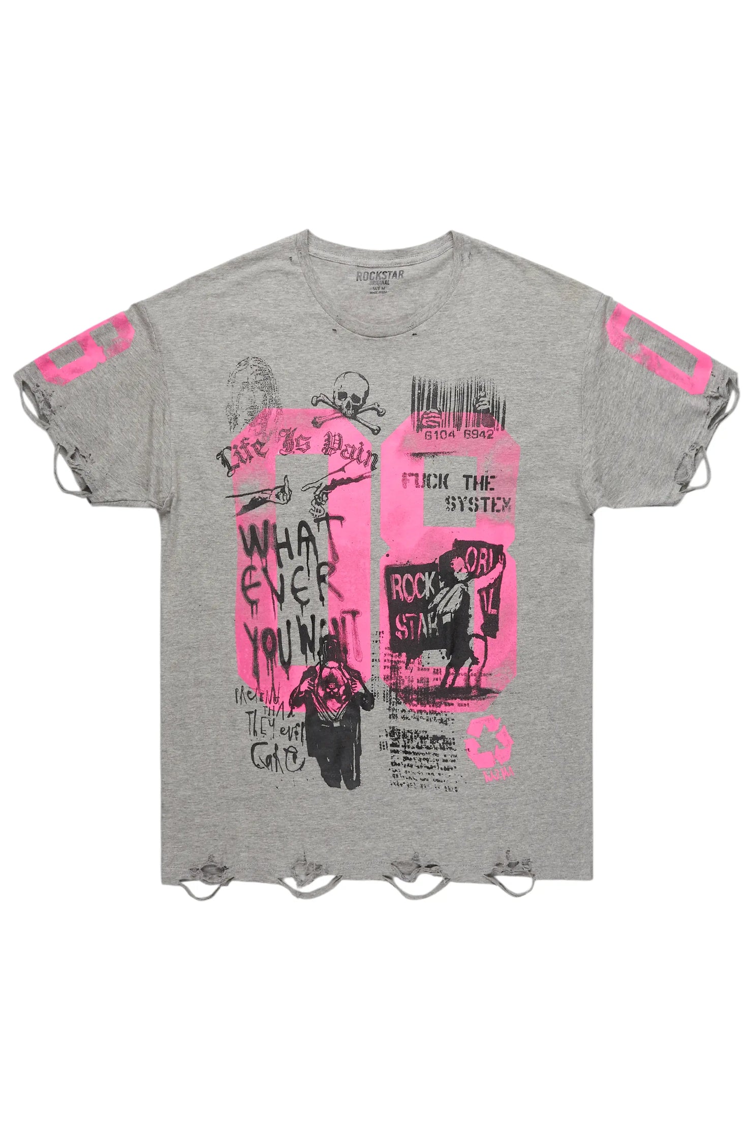 Kammile Grey/Pink Oversized T-Shirt