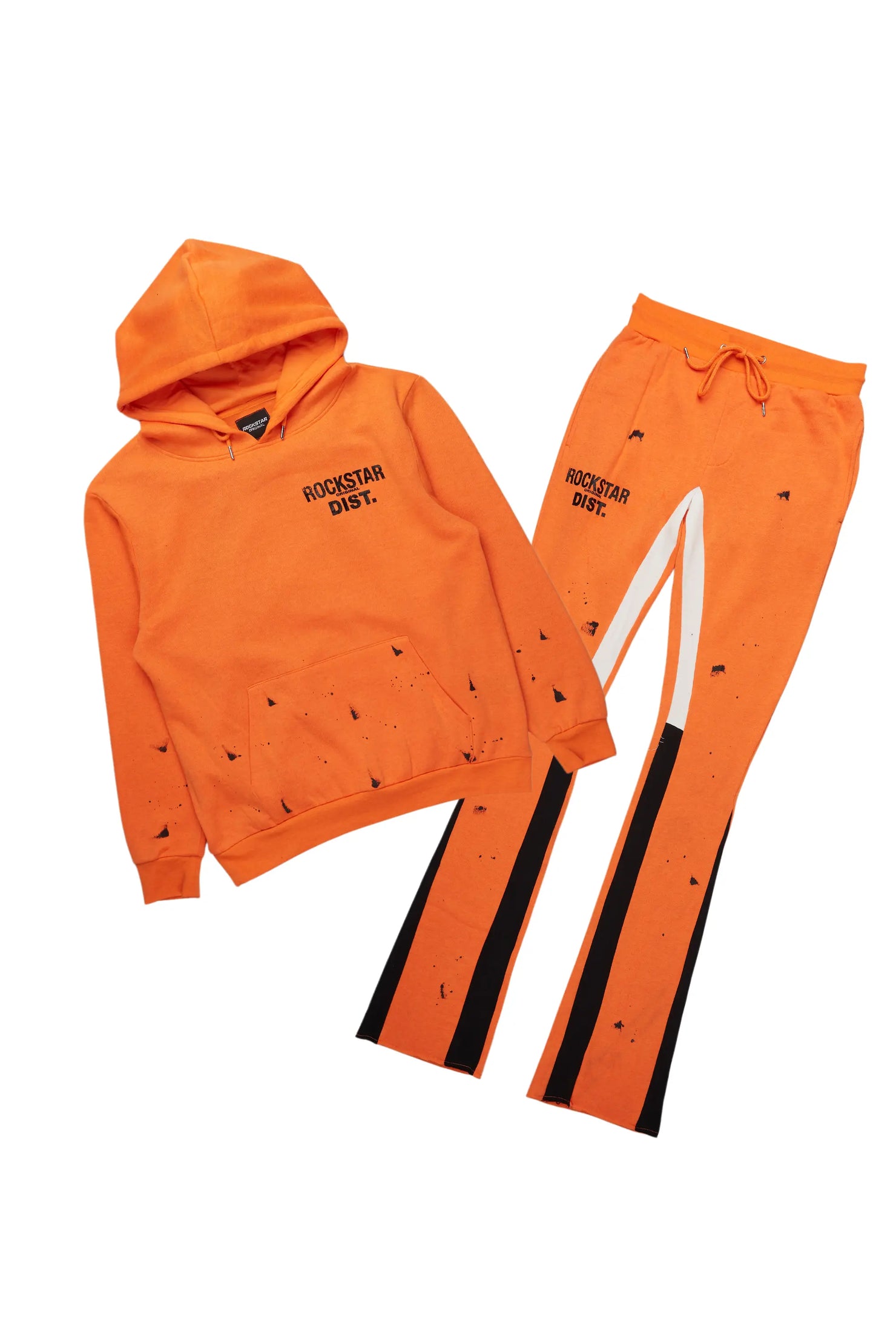 Raffer Orange Hoodie/Stacked Flare Pant Set