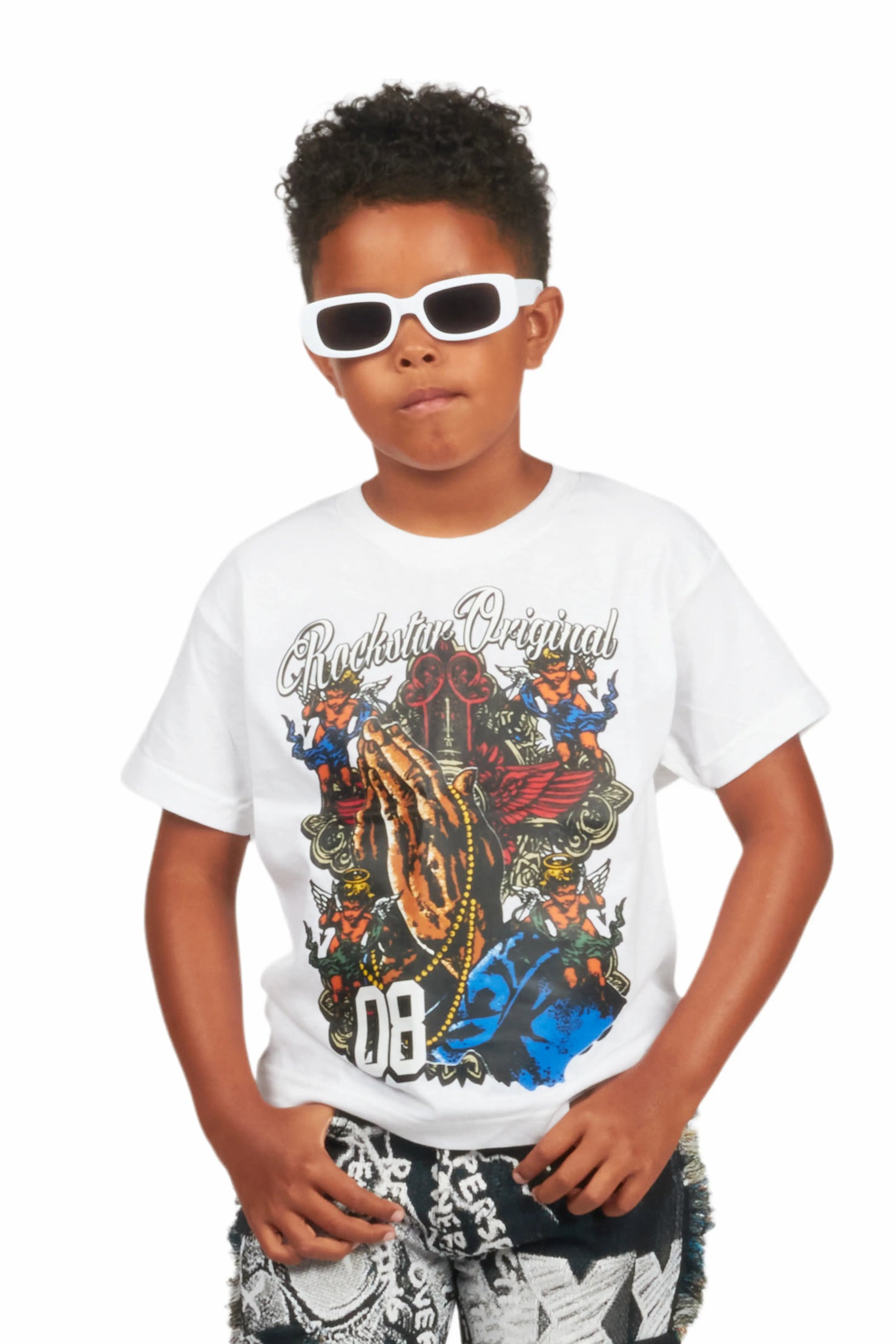 Boys Jaylen White Graphic T-Shirt