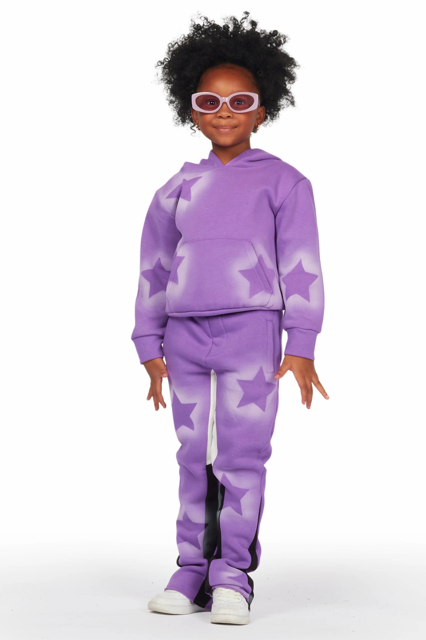 Girls Sophie Purple Stacked Pant Set