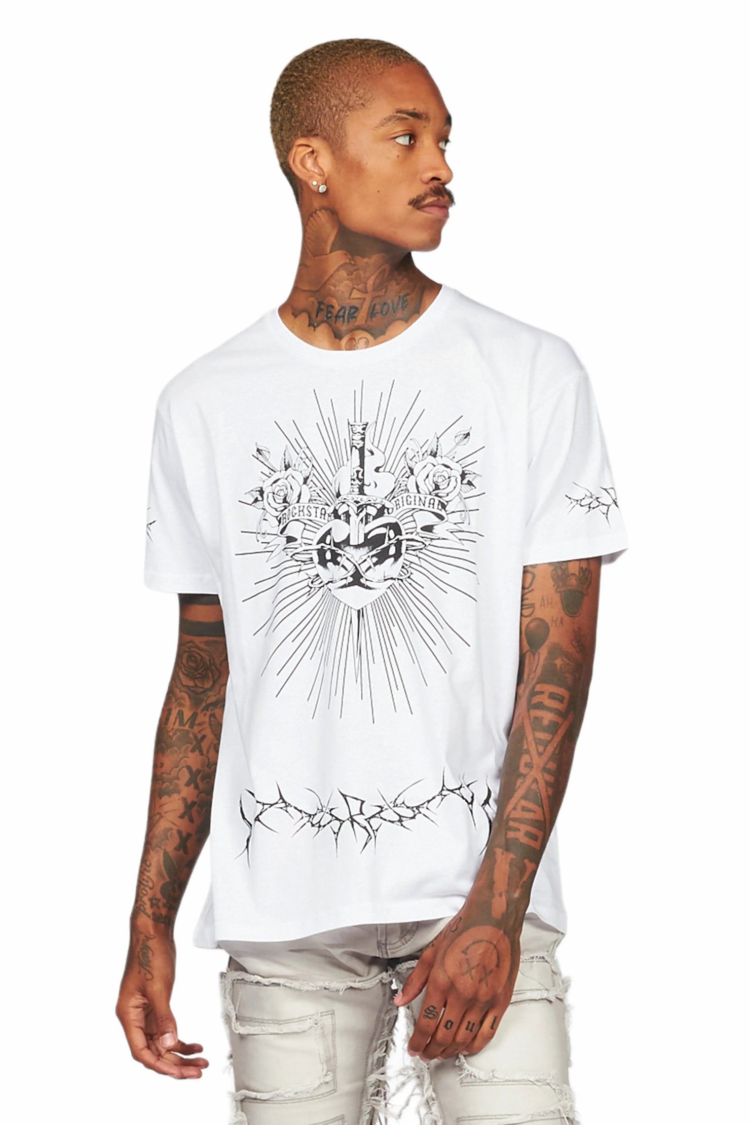 Leander White/Black Graphic T-Shirt