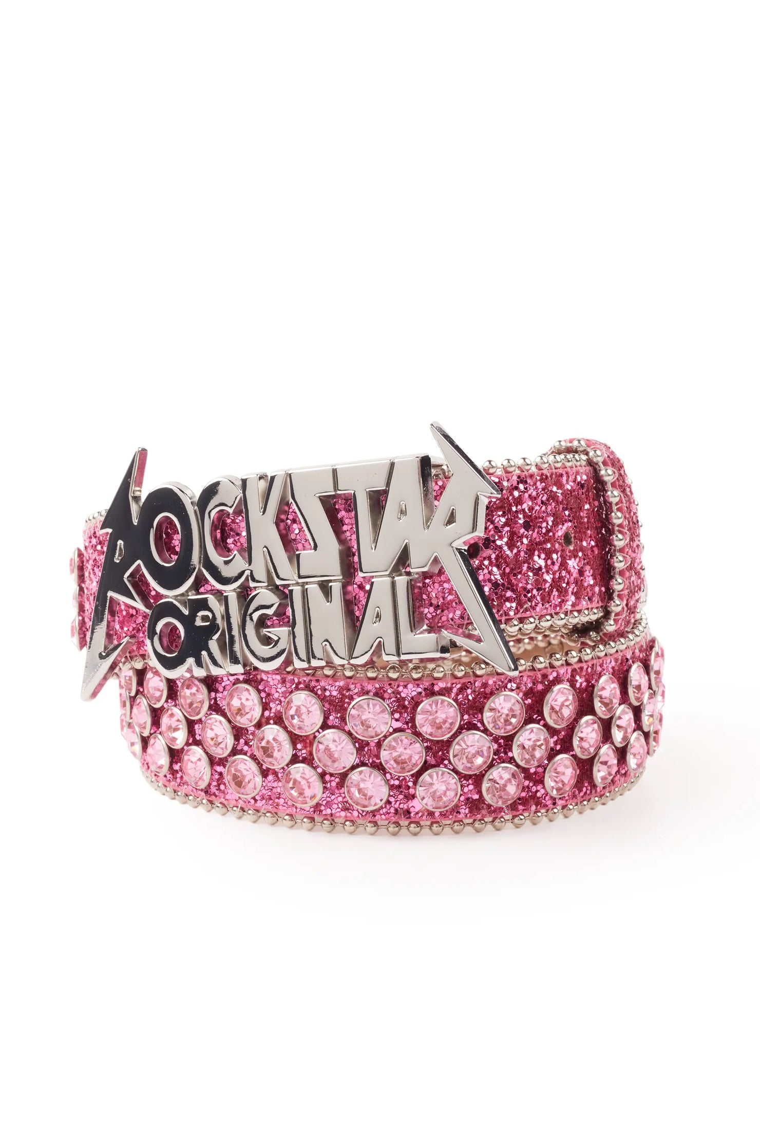 Girls Jazlynn Pink Rockstar Logo Belt