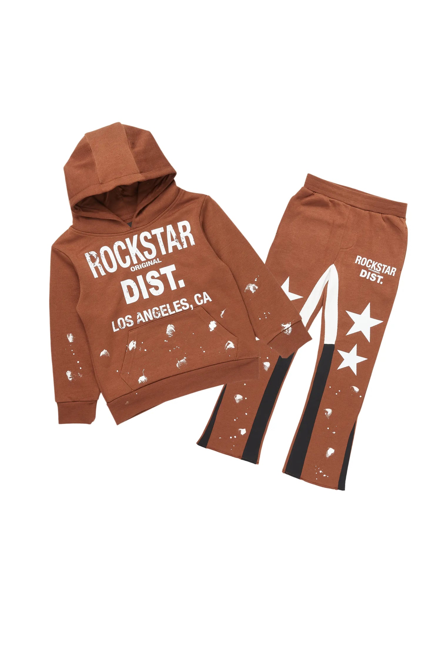 Girls Harlow Brown Hoodie Stacked Flare Track Set