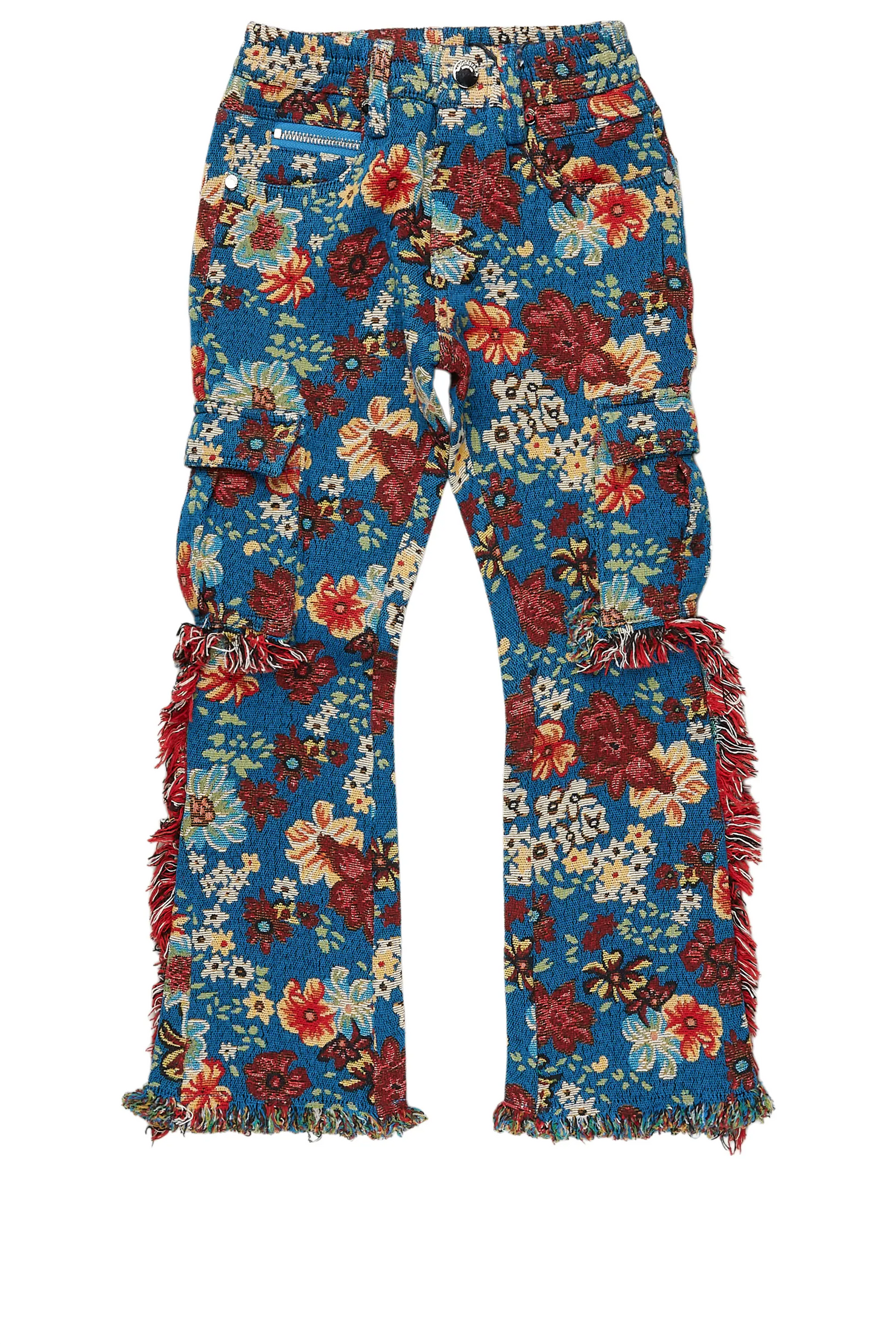 Boys Finn Blue Slim Tapestry Flare Pants