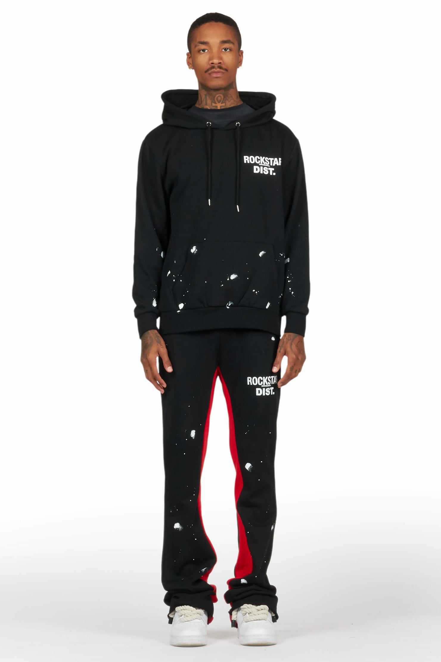 Raffer Black/Red Hoodie Baggy Fit Pant Track Set