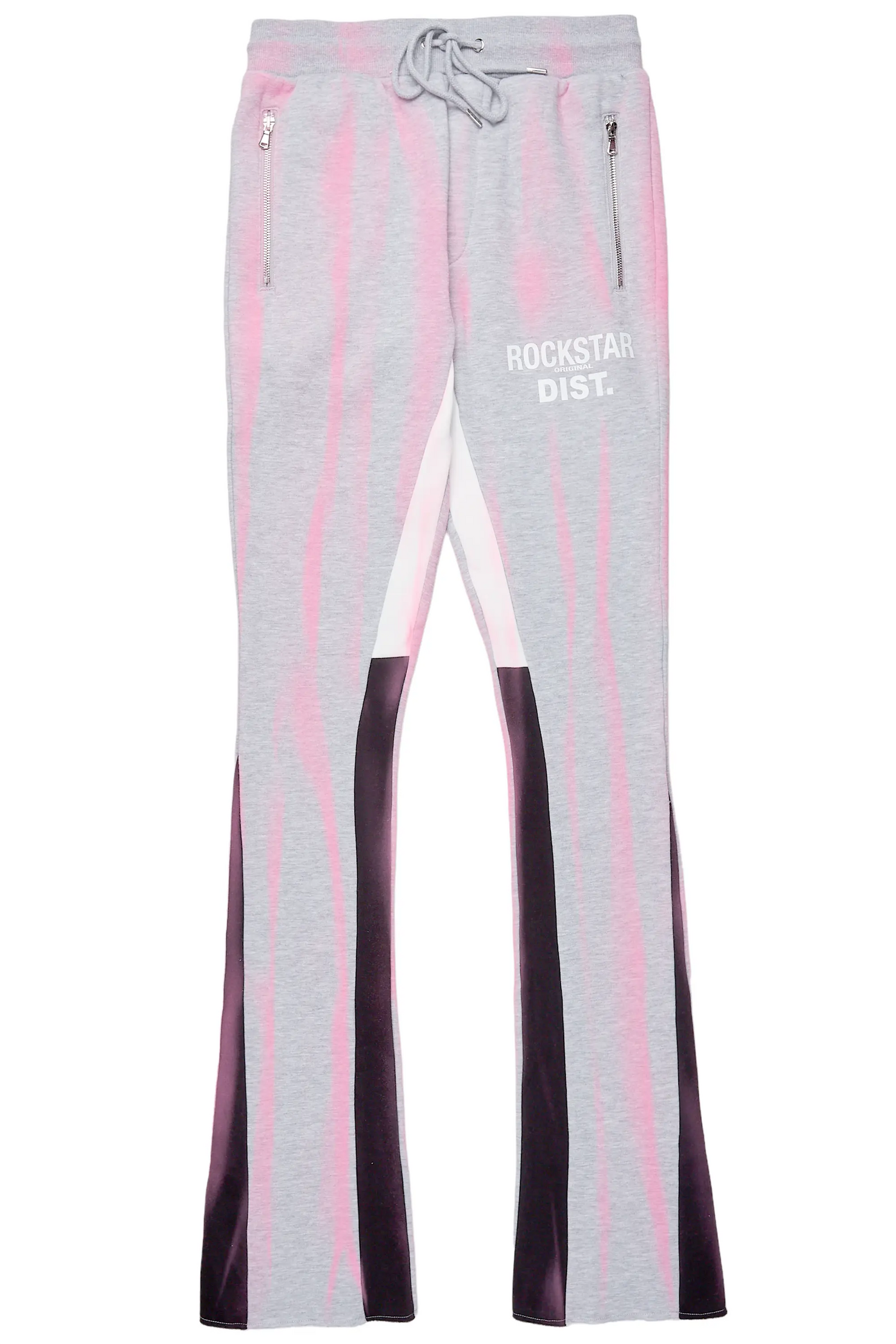 Firoz Heather Grey Graphic Stacked Flare Pant