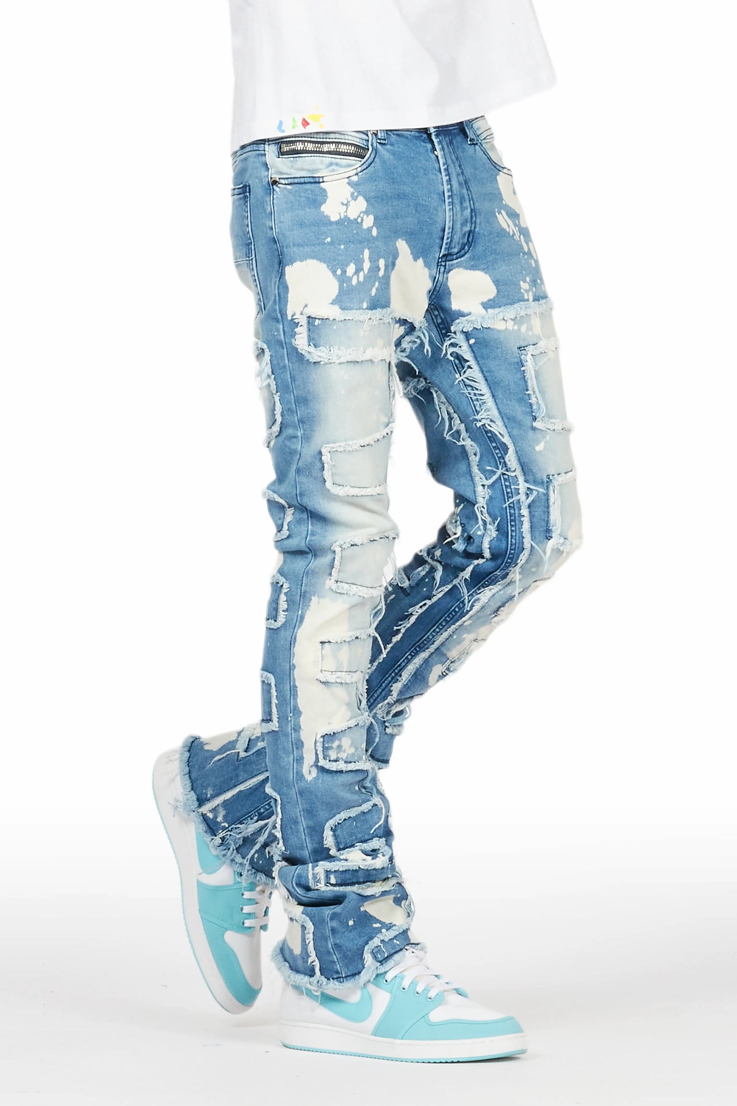 Laban Light Blue Bleach Stacked Flare Jean