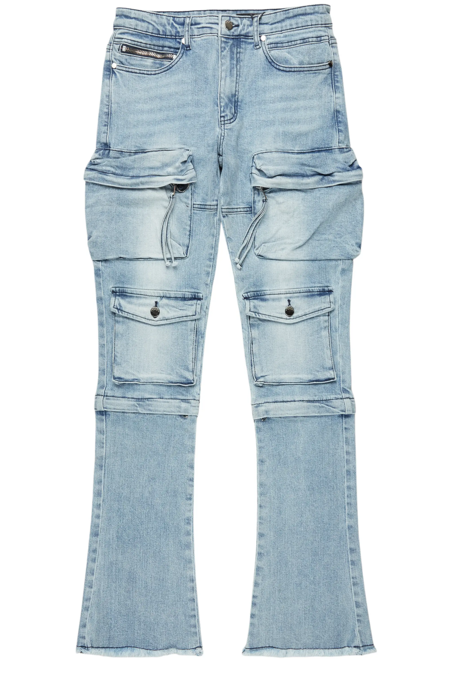 Jan Blue Stacked Flare Cargo Jean