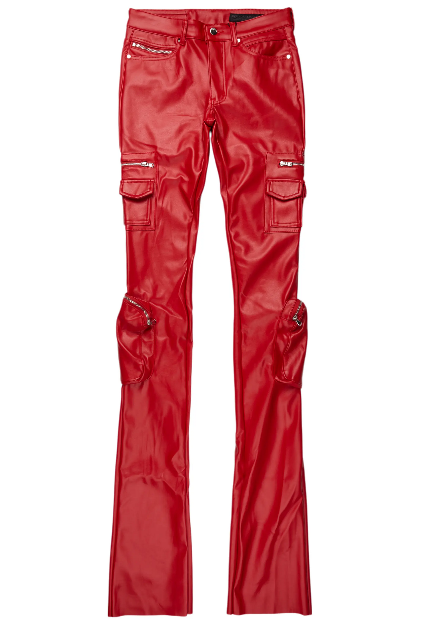 Sutton Red PU Super Stacked Flare Jean