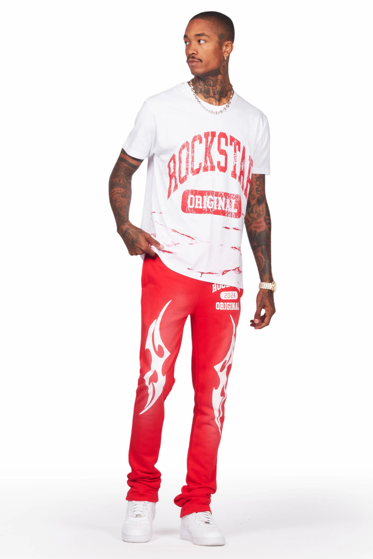 Hugin White/Red T-Shirt/Stacked Flare Track Set