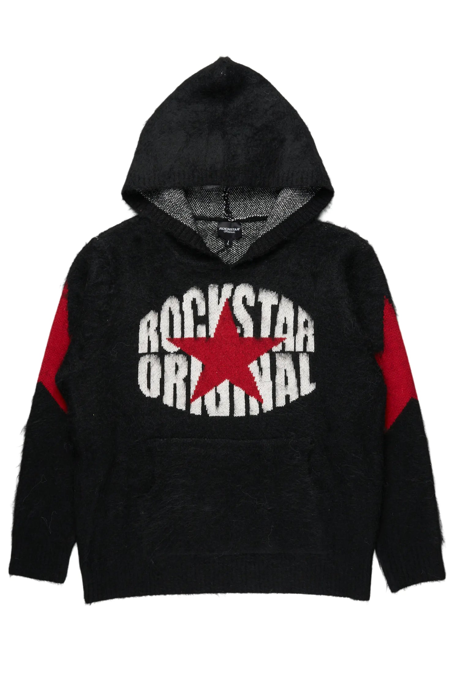 States Black Graphic Knitted Mohair Hoodie