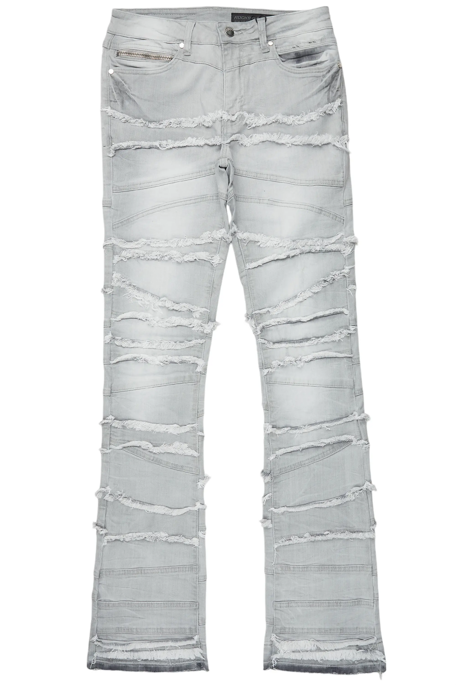 Franko Light Grey Stacked Flare Jean