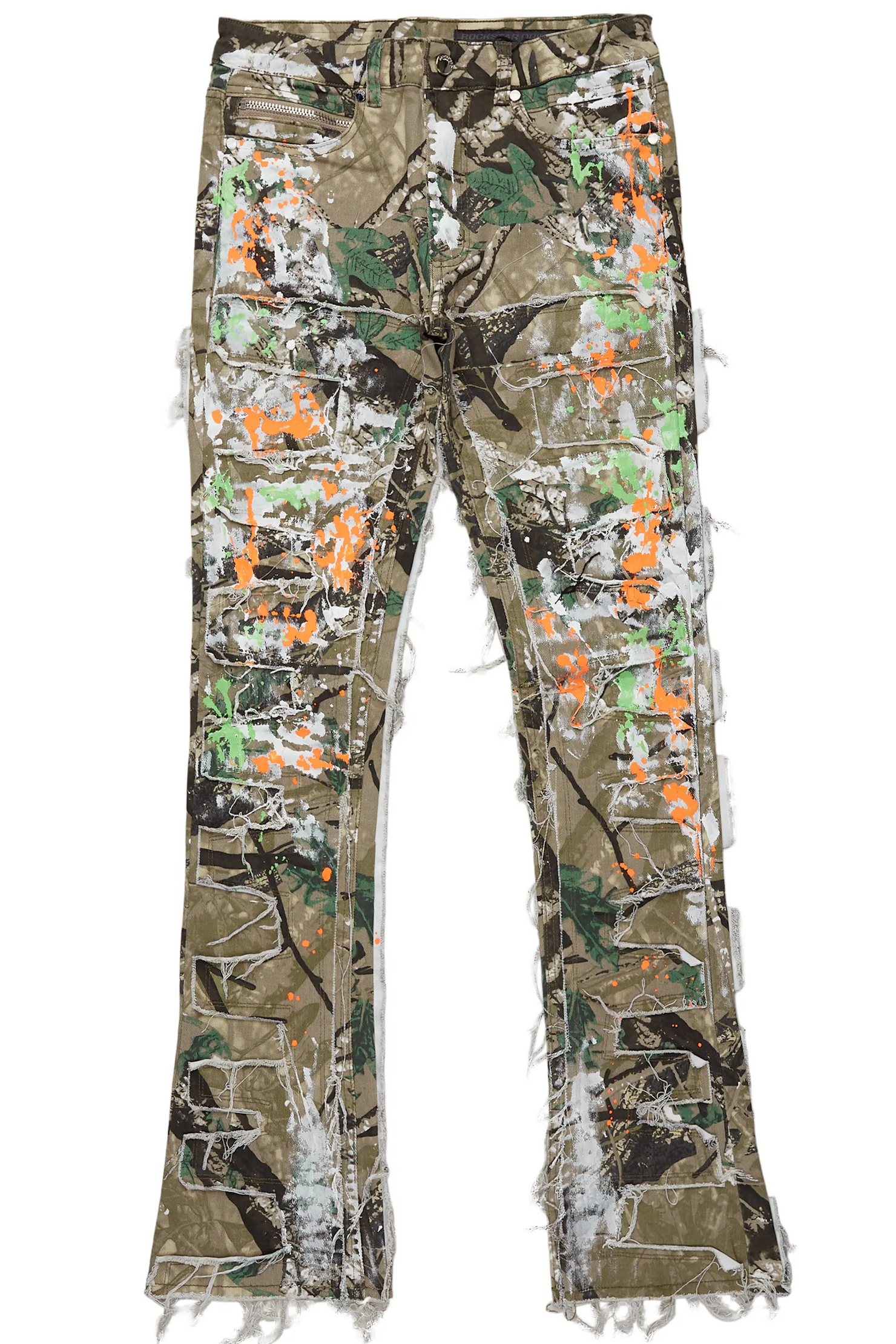 Egras Tree Camo Painter Stacked Flare Jean