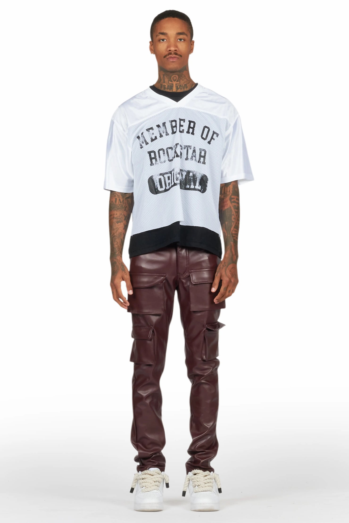 Kap Burgundy Skinny Faux Leather Fit Jean