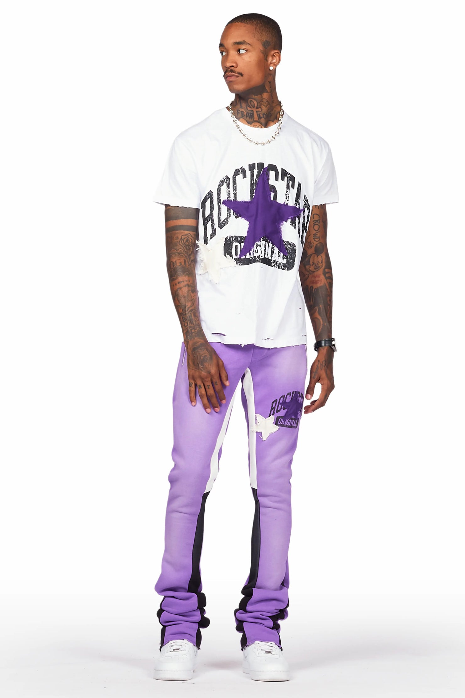 Mallor Purple/White T-Shirt/Super Stacked Track Set