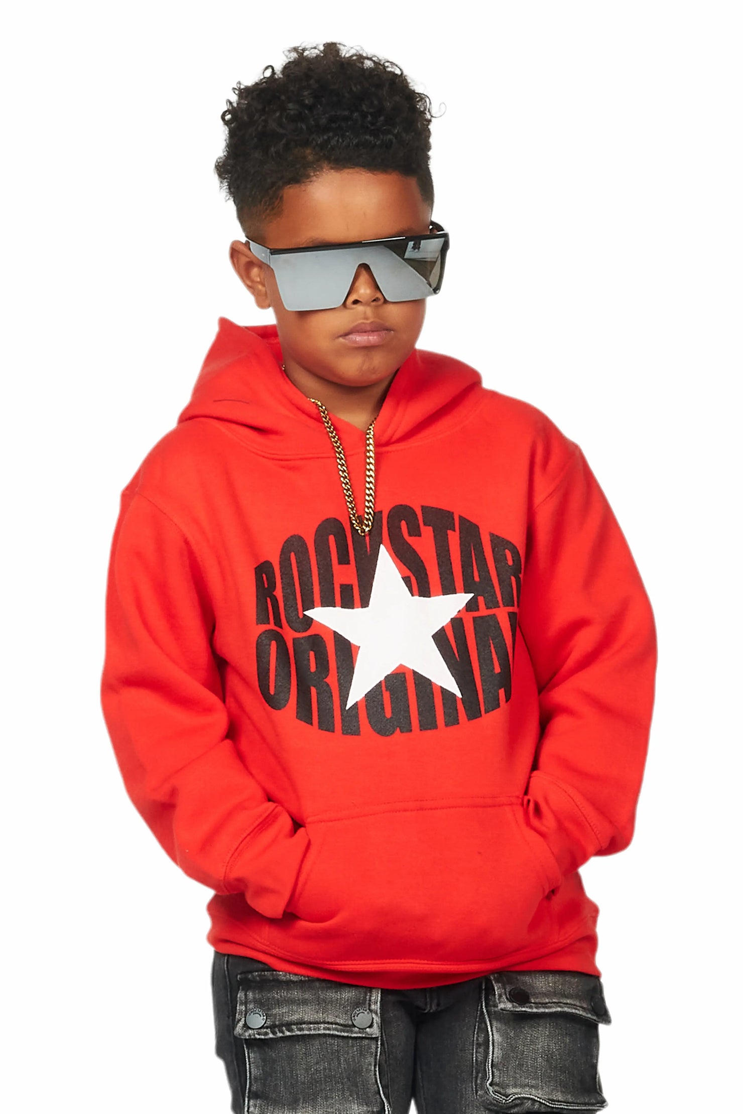 Boys Ezra Red Graphic Hoodie