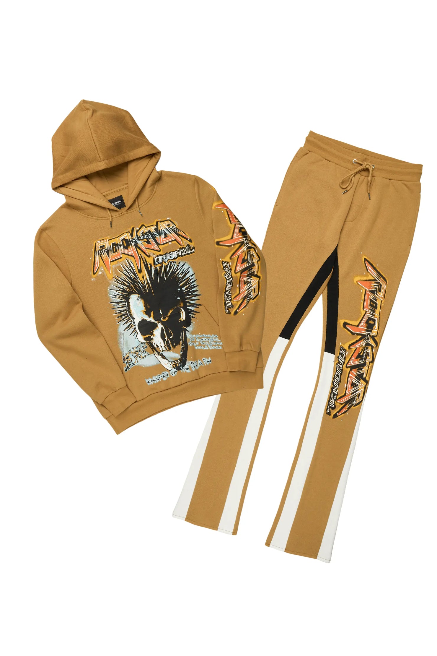 Obern Olive Graphic Hoodie/Stacked Flare Pant Track Set