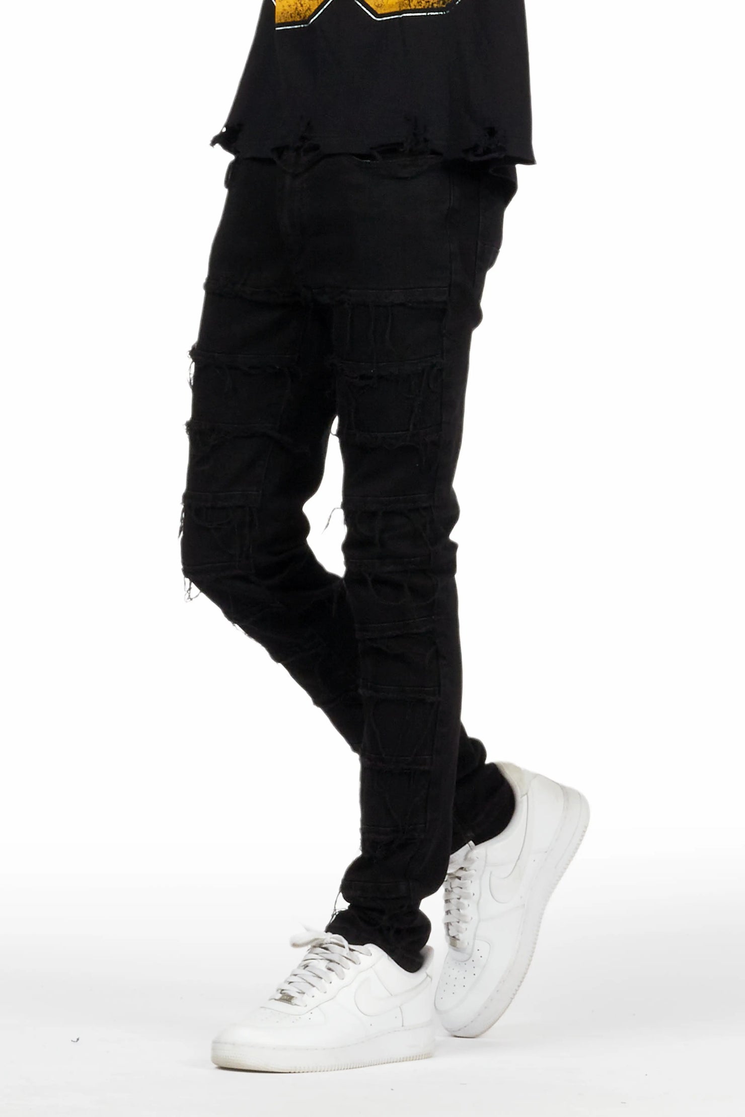 Waylon Black Frayed Slim Fit Jean