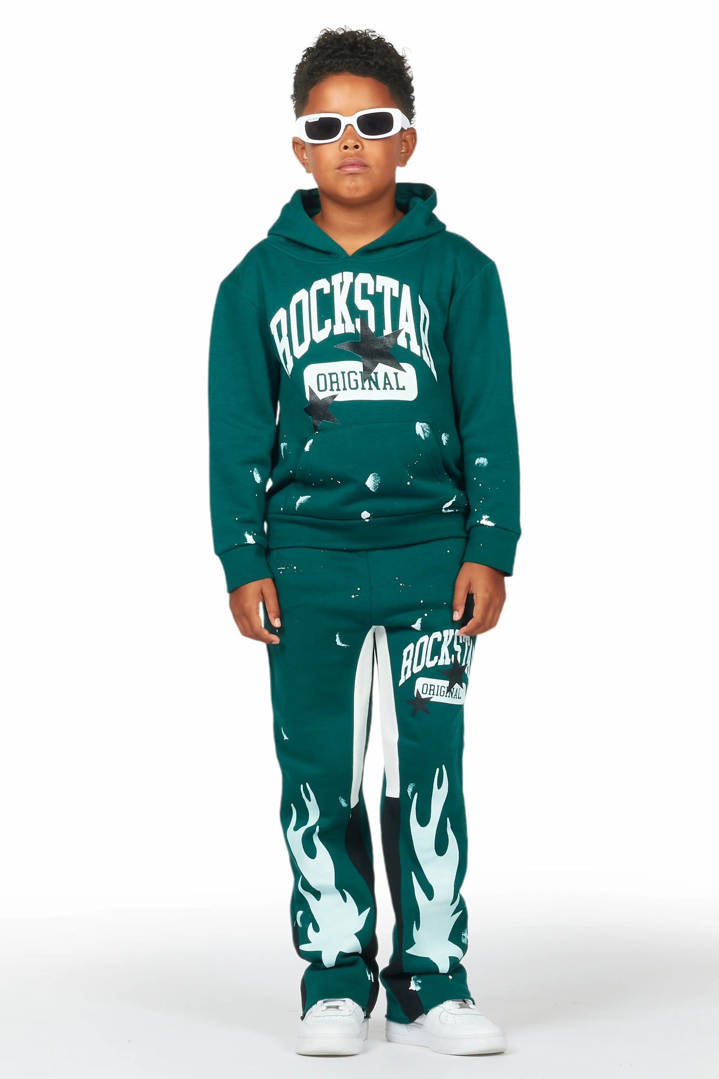 Boys Malie Dark Green Baggy Fit Pant Set