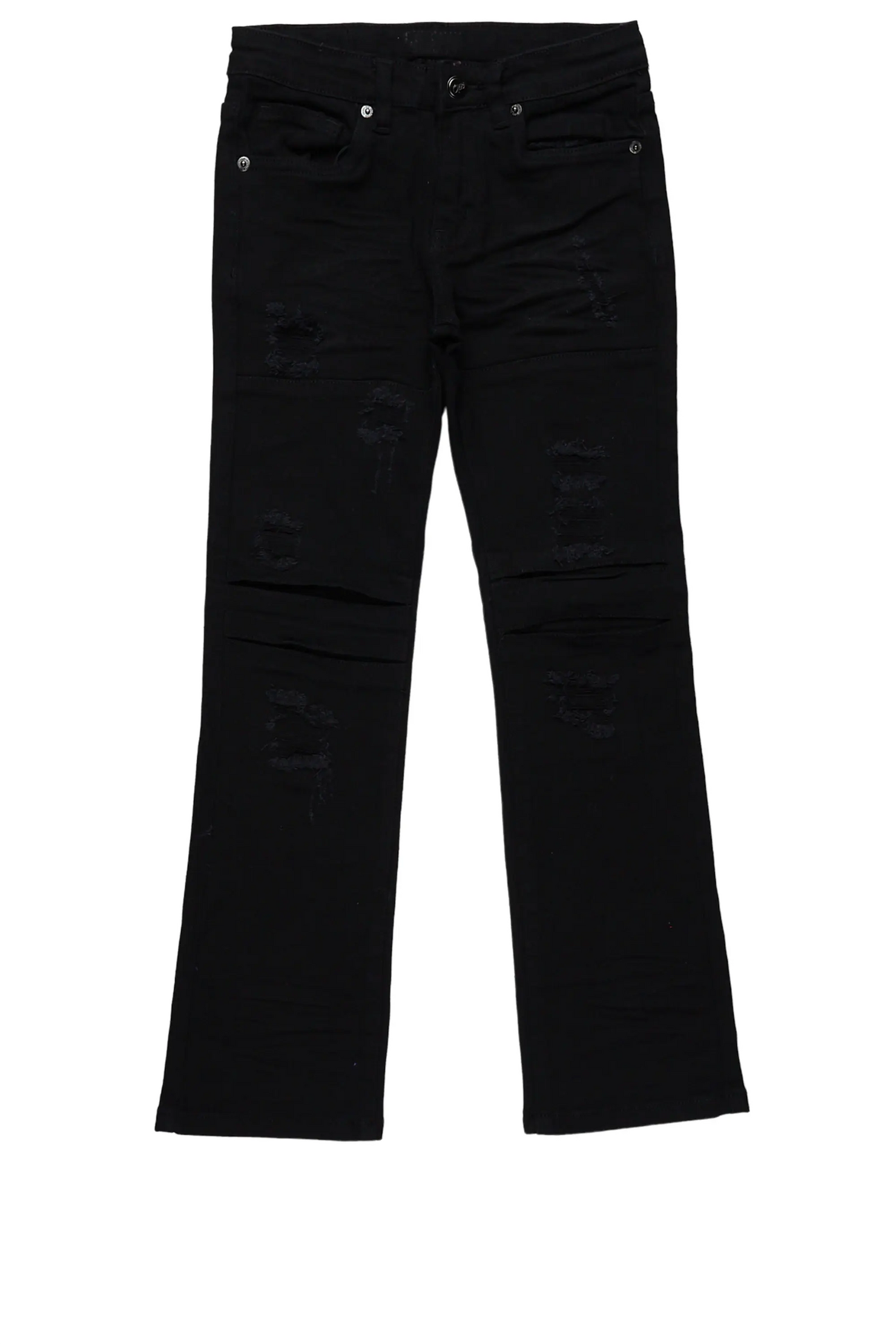 Boys Wald Jet Black Stacked Flare Jean