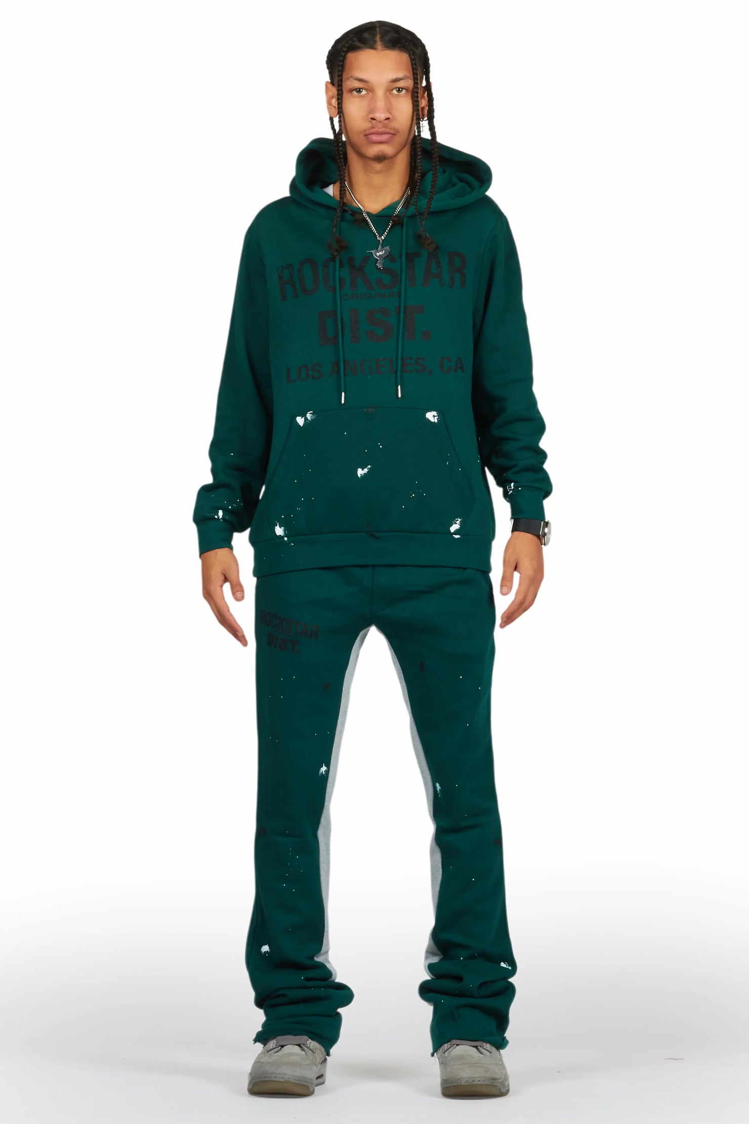 Scottie Green/Black Hoodie/Baggy Track Pant Set