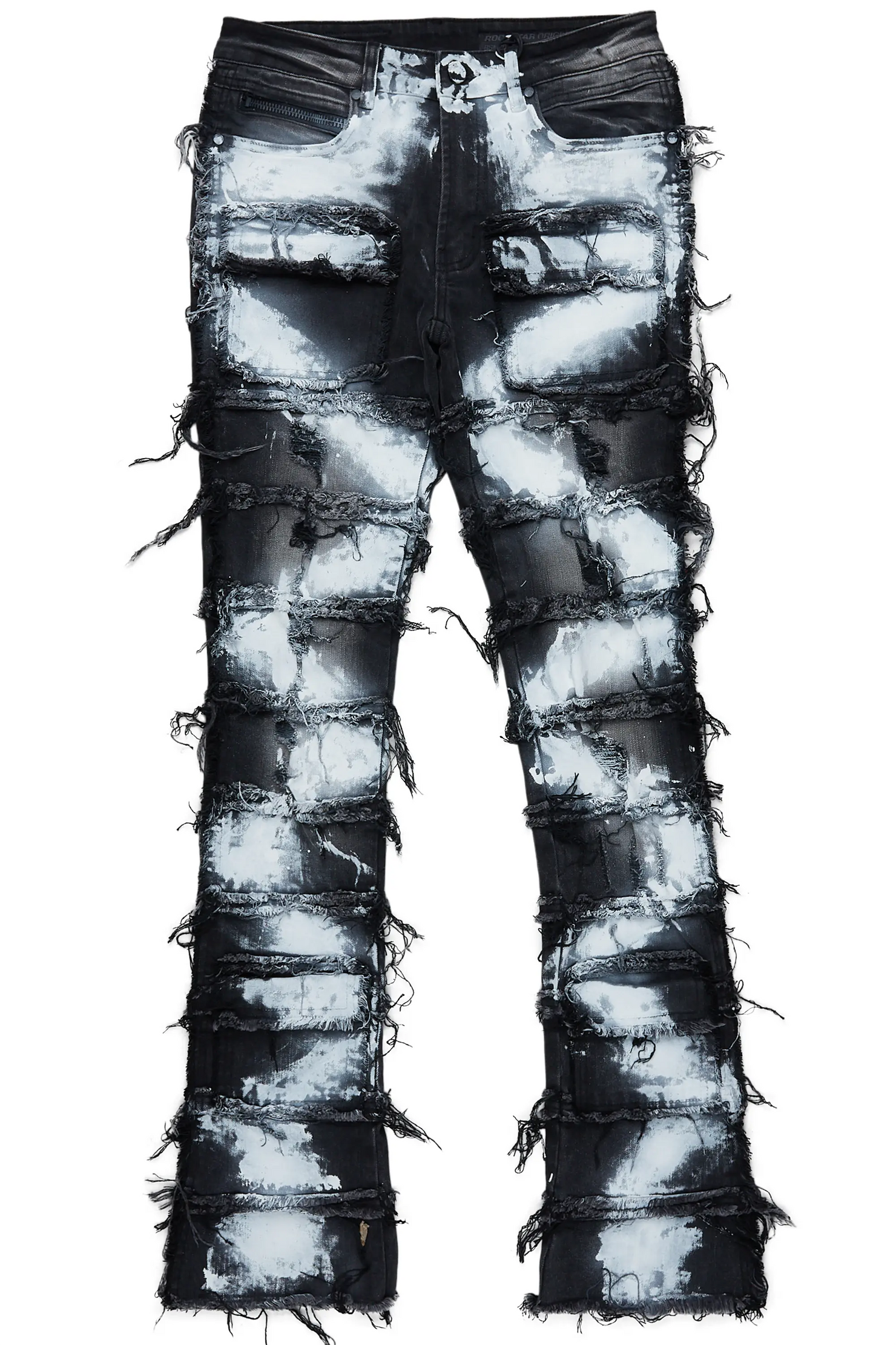 Falan Black Painter Stacked Flare Jean