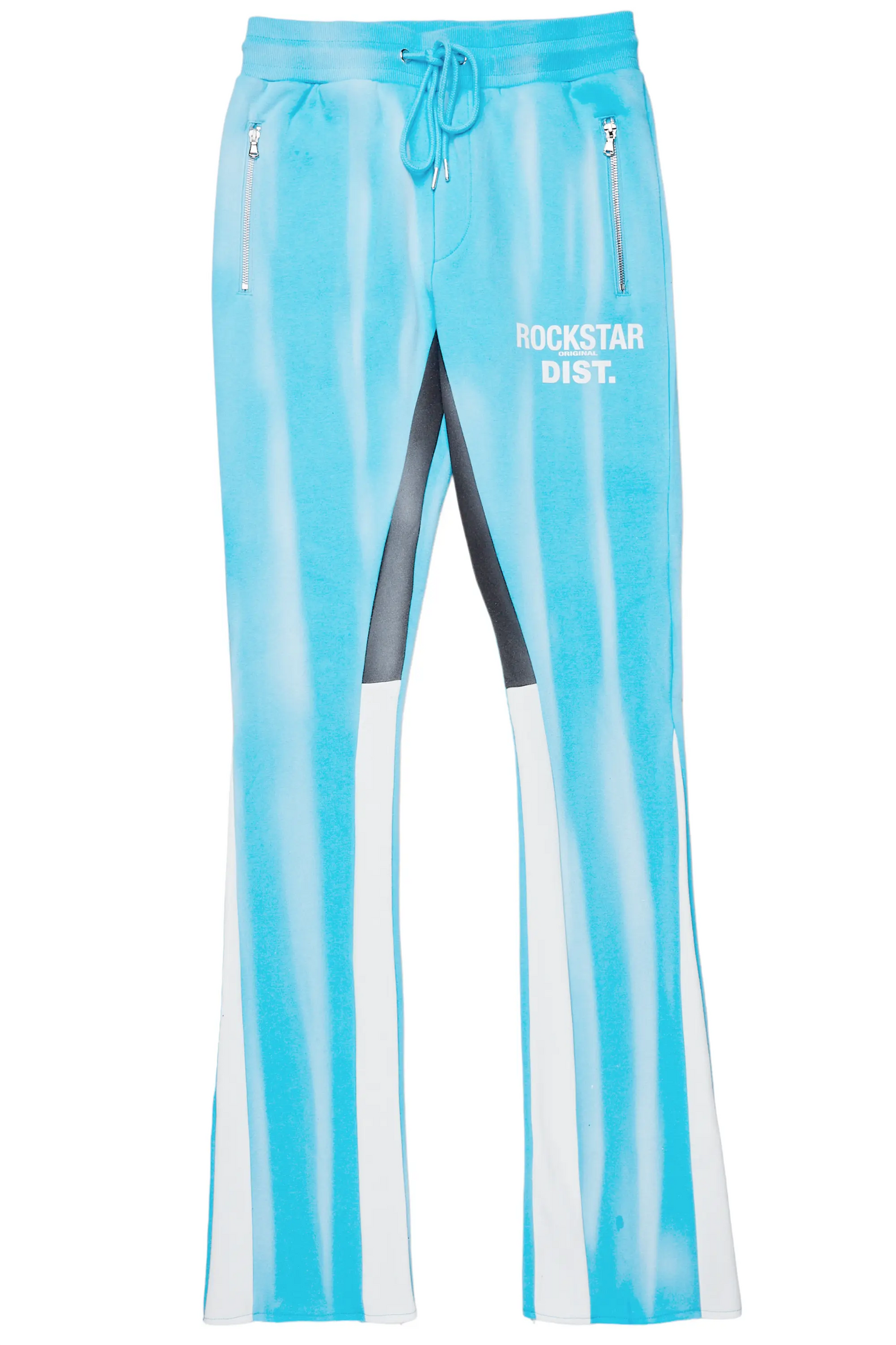 Firoz Blue Graphic Stacked Flare Pant