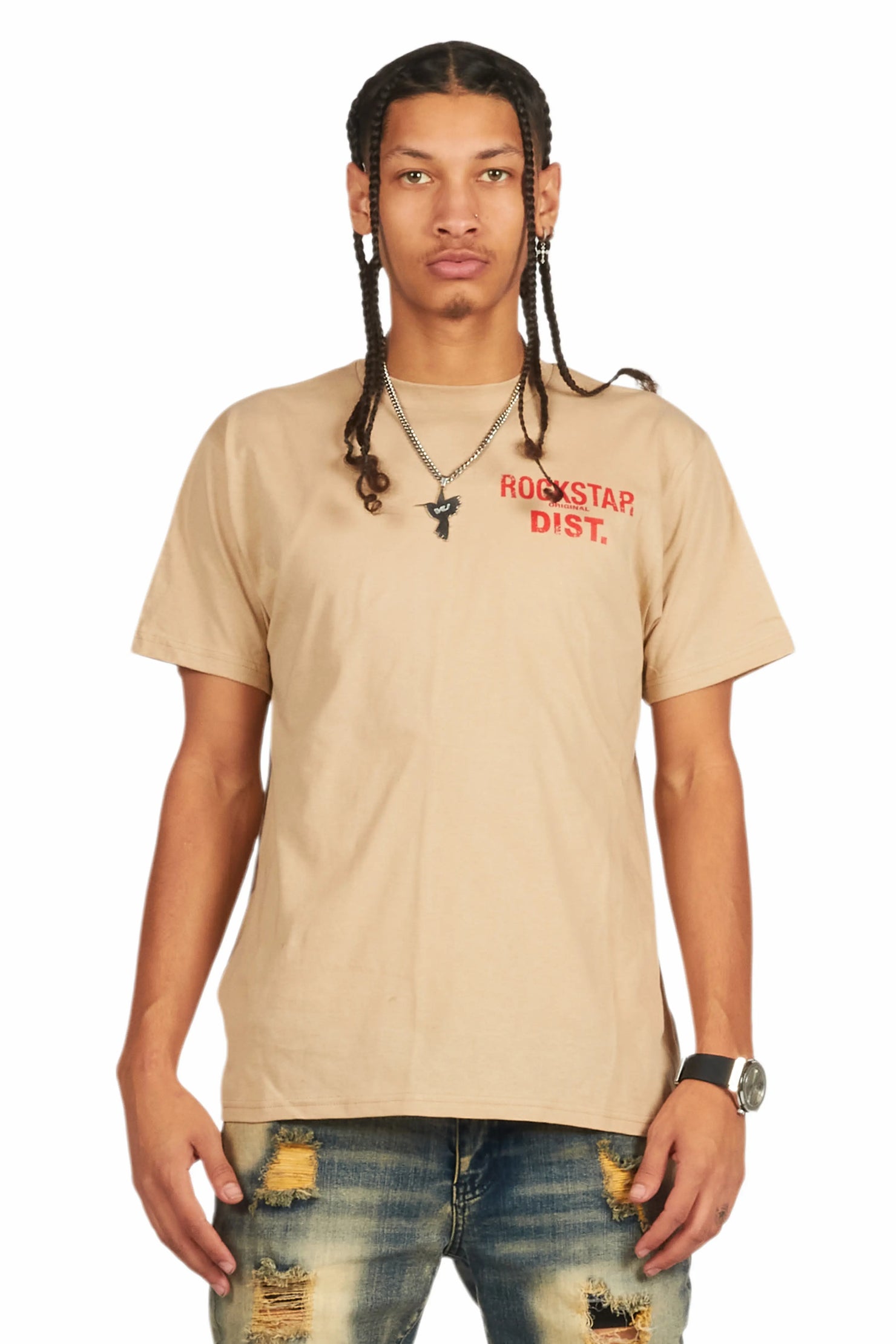 Lake Beige/Red Graphic T-Shirt