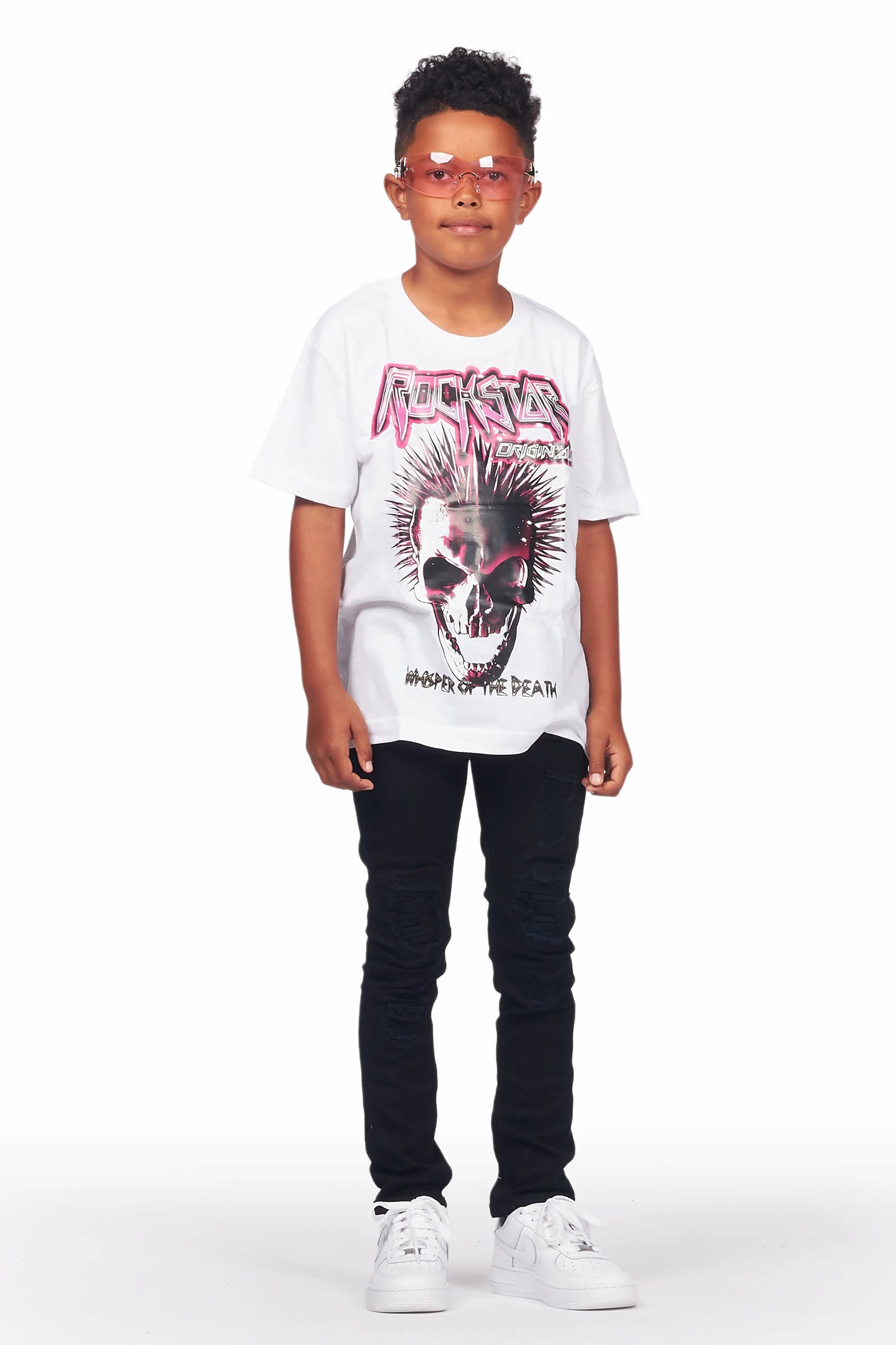 Boys Ganesh White T-Shirt Skinny Jean Set