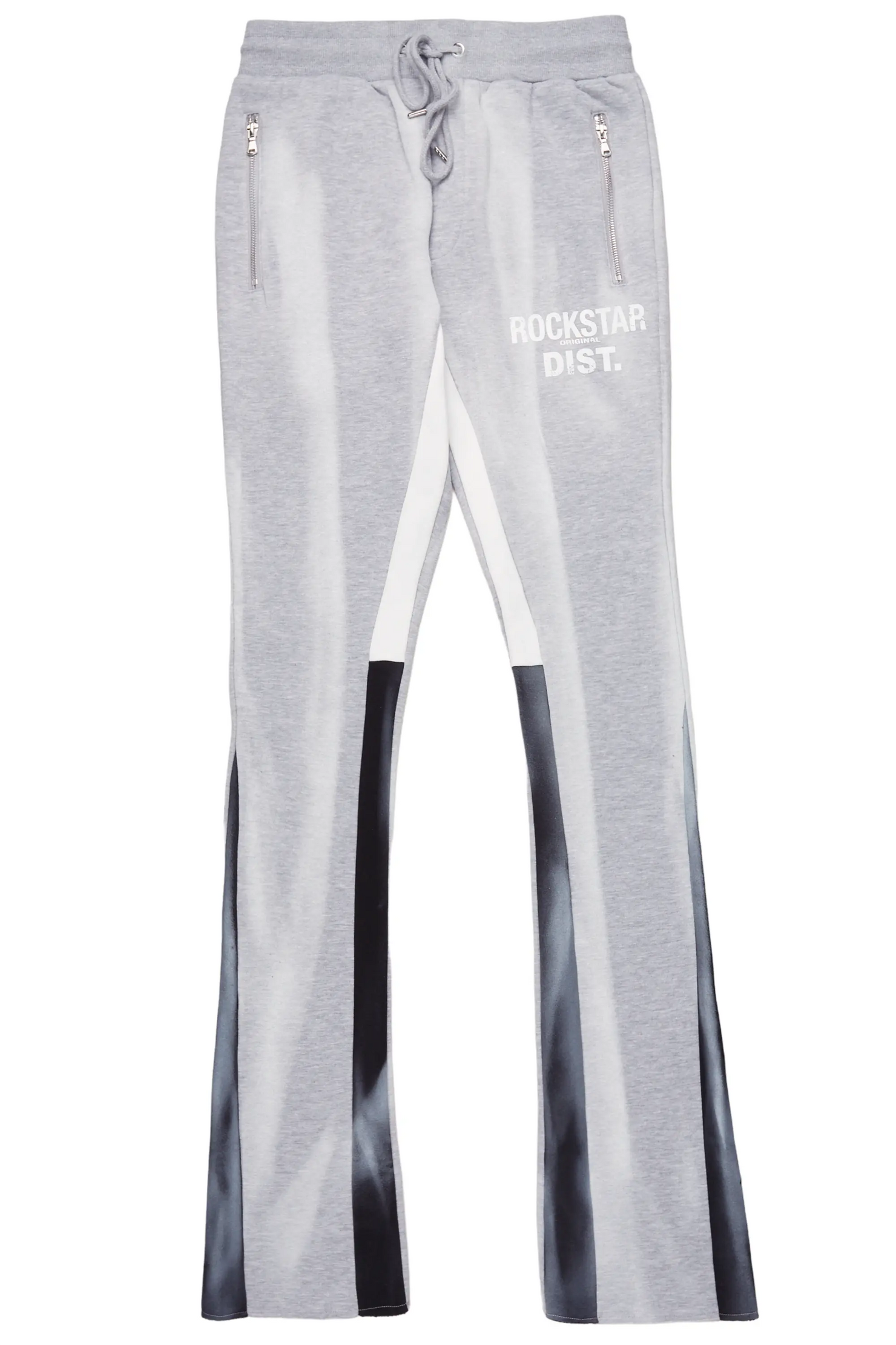 Firoz Grey/White Graphic Stacked Flare Pant