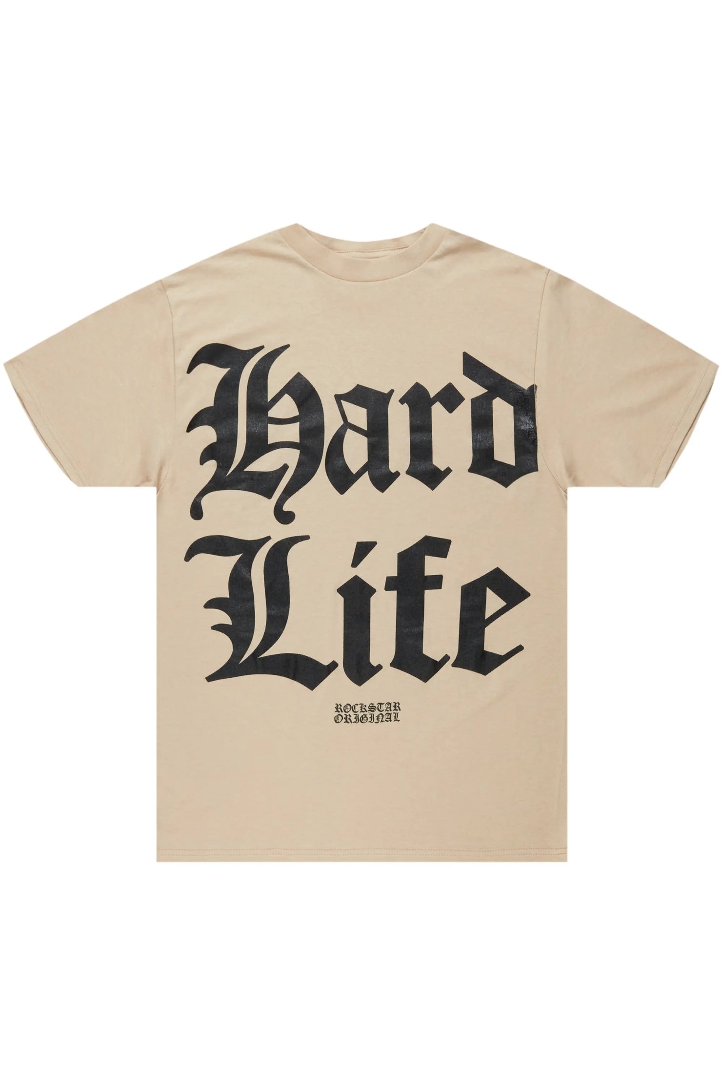 Hard Life Beige Graphic T-Shirt
