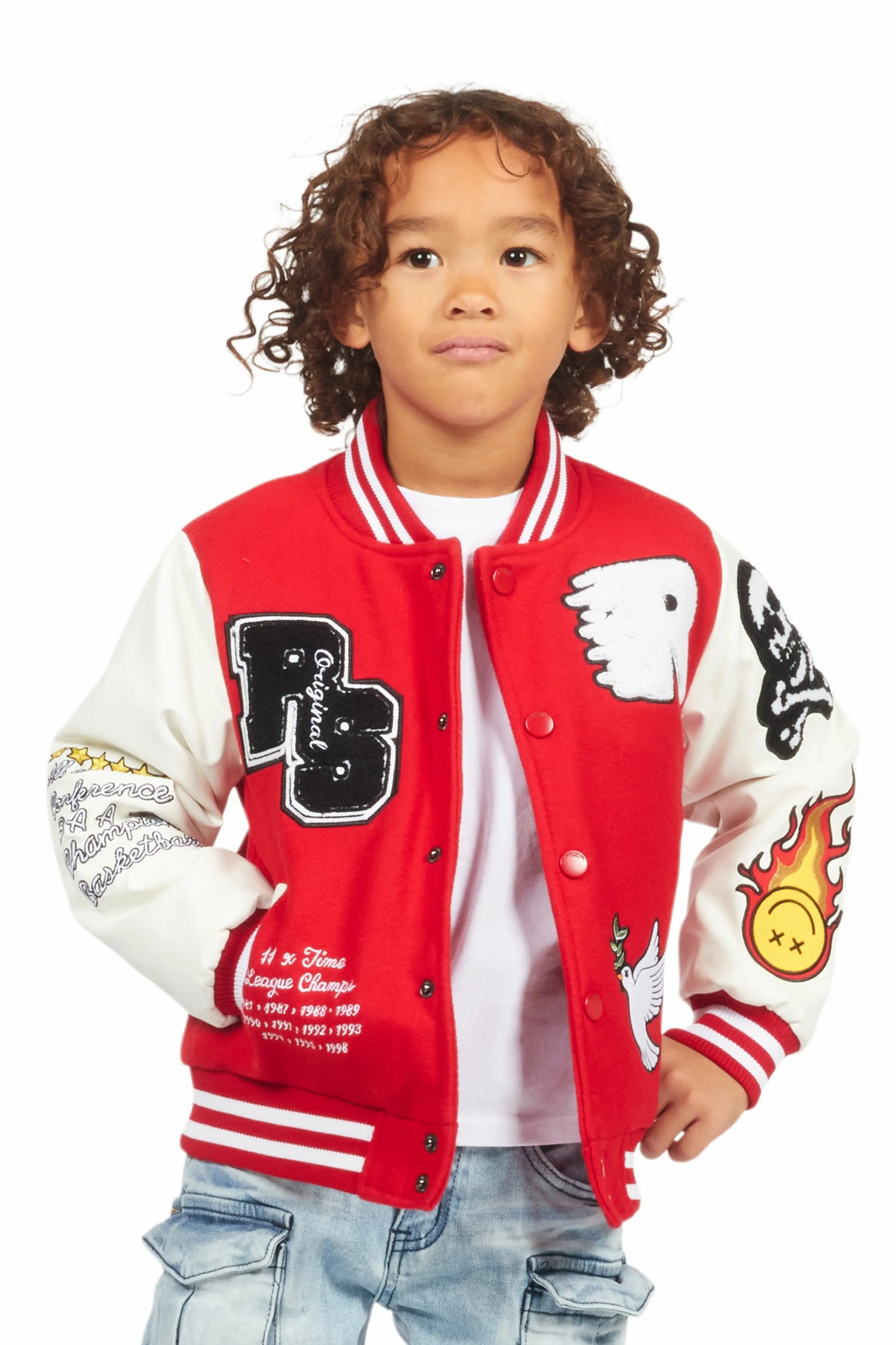 Boys Leaner Red Bomber Jacket