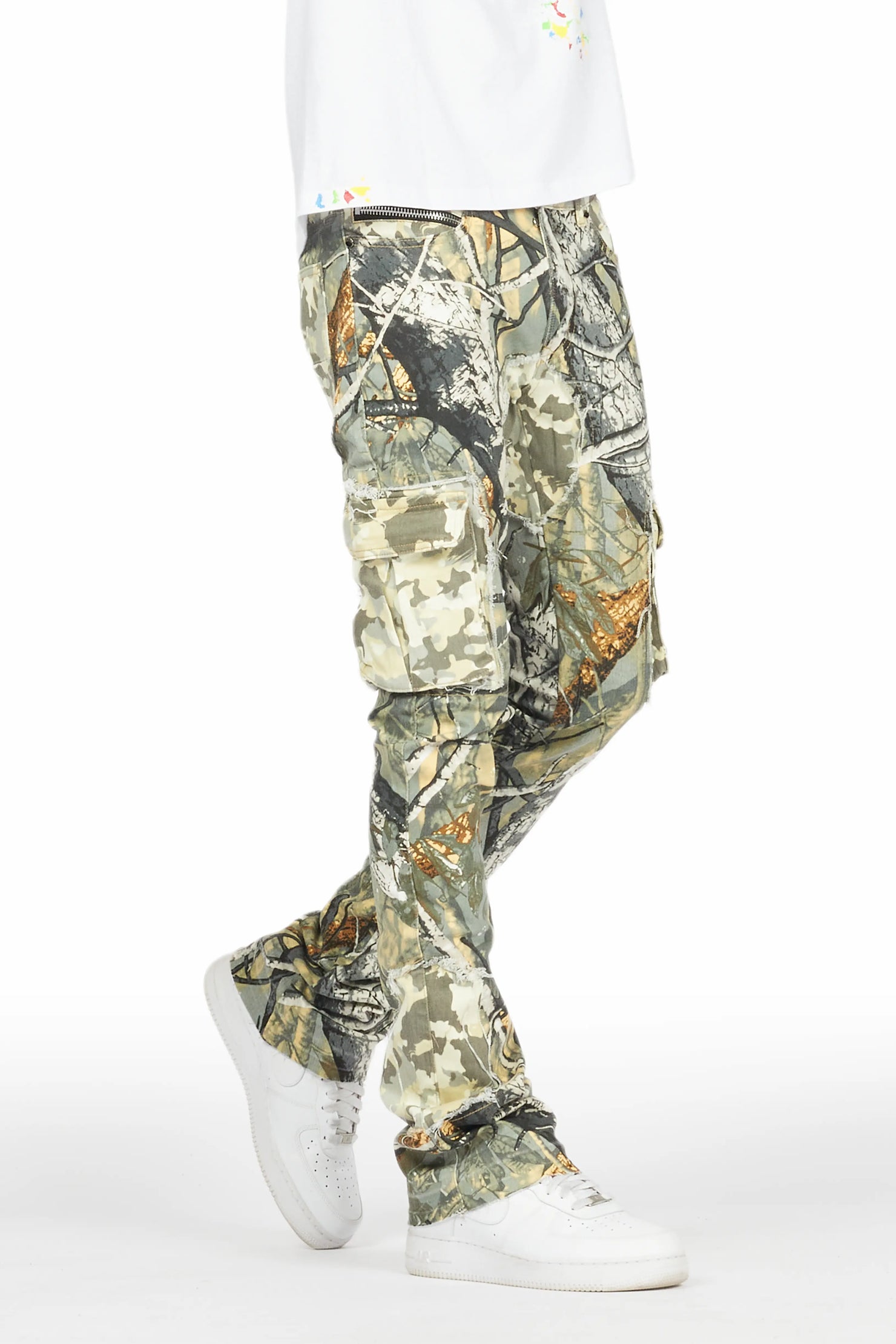 Ofra Tree Camo Stacked Flare Jean