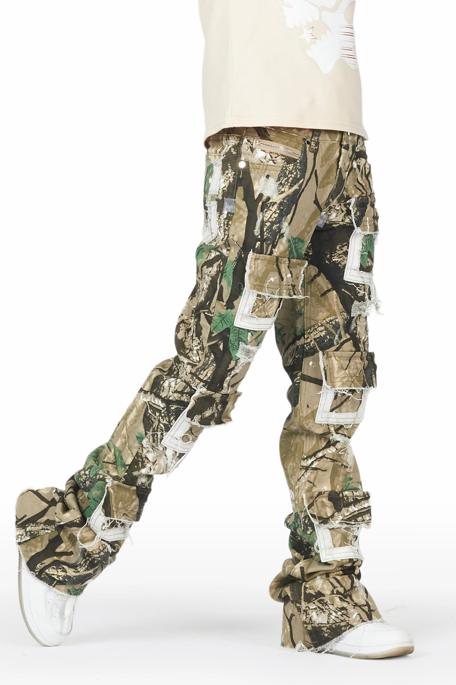 Boys Pooja Tree Camo Super Stacked Flare Jean