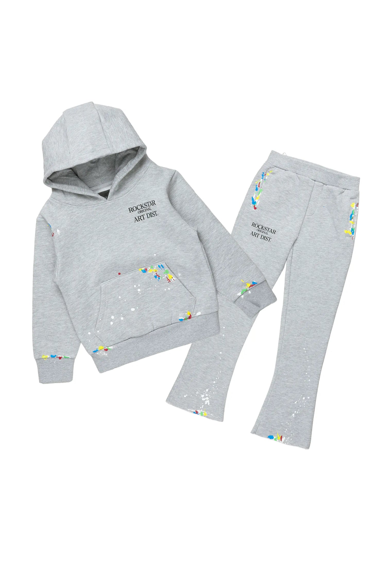 Girls Artie Grey Hoodie Stacked Flare Track Set