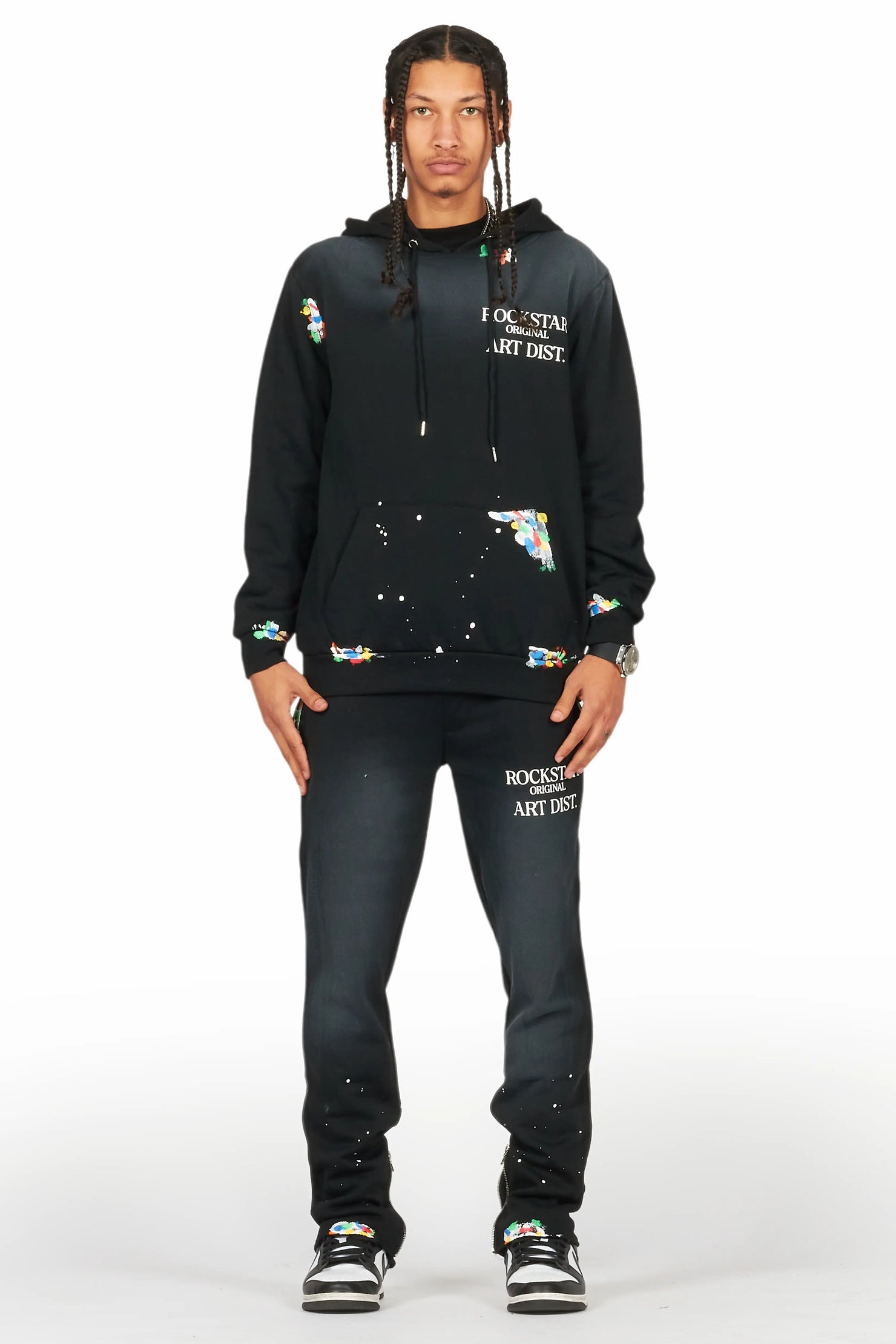 Rockstar Art Dist. Black Slim Hoodie Track Set