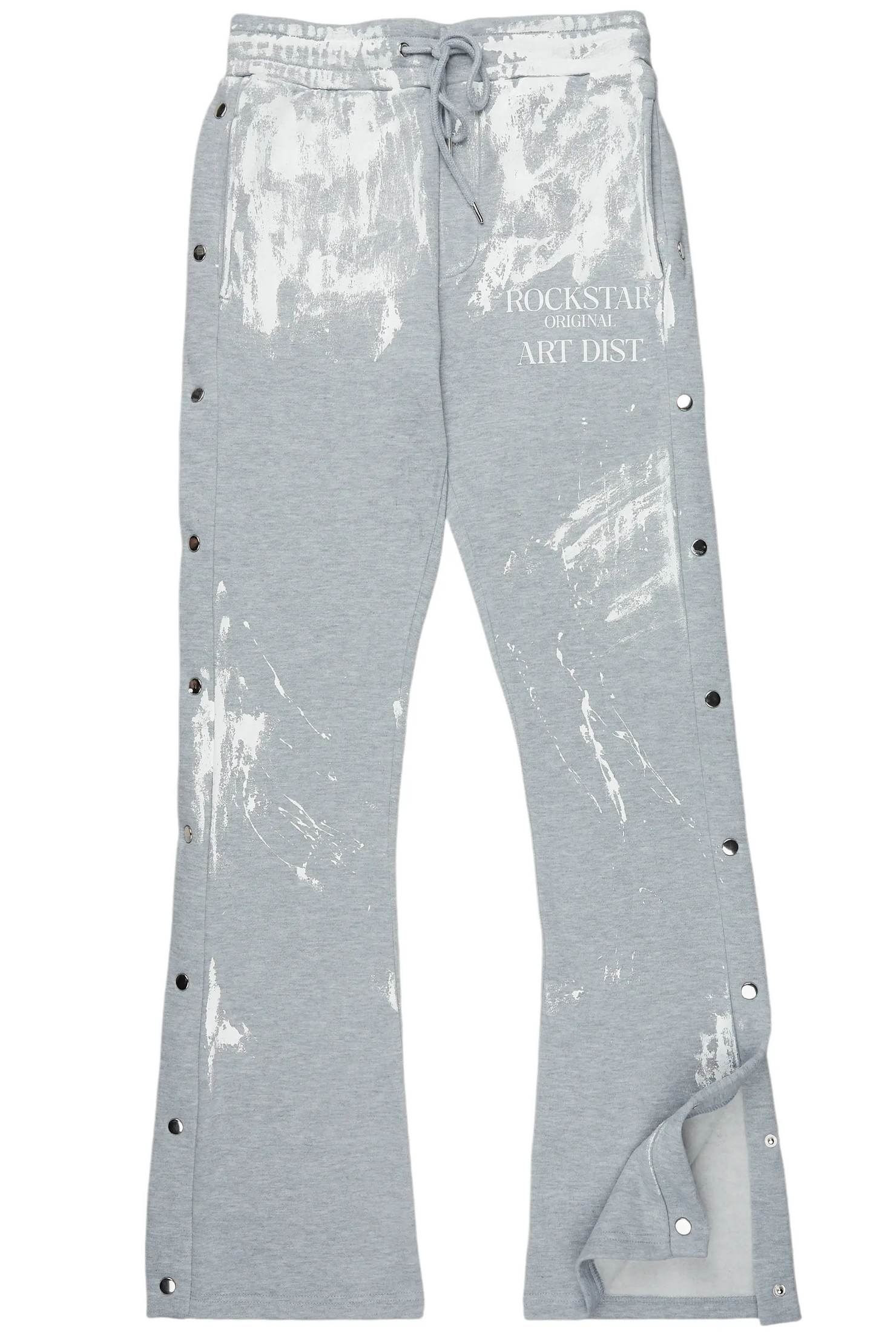 Filip Heather Grey Baggy Snap Button Pant