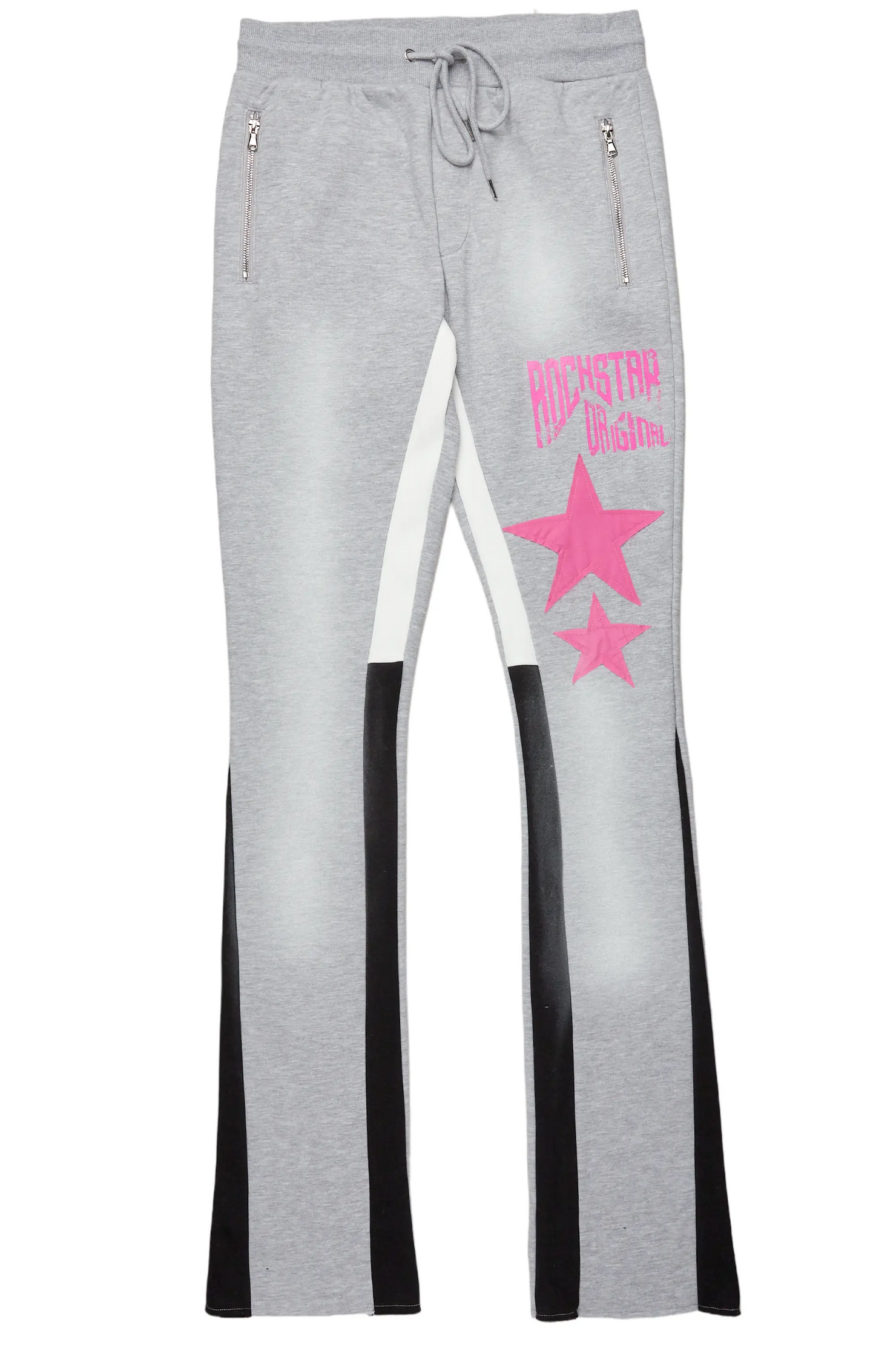 Raivo Heather Grey Graphic Stacked Flare Pant