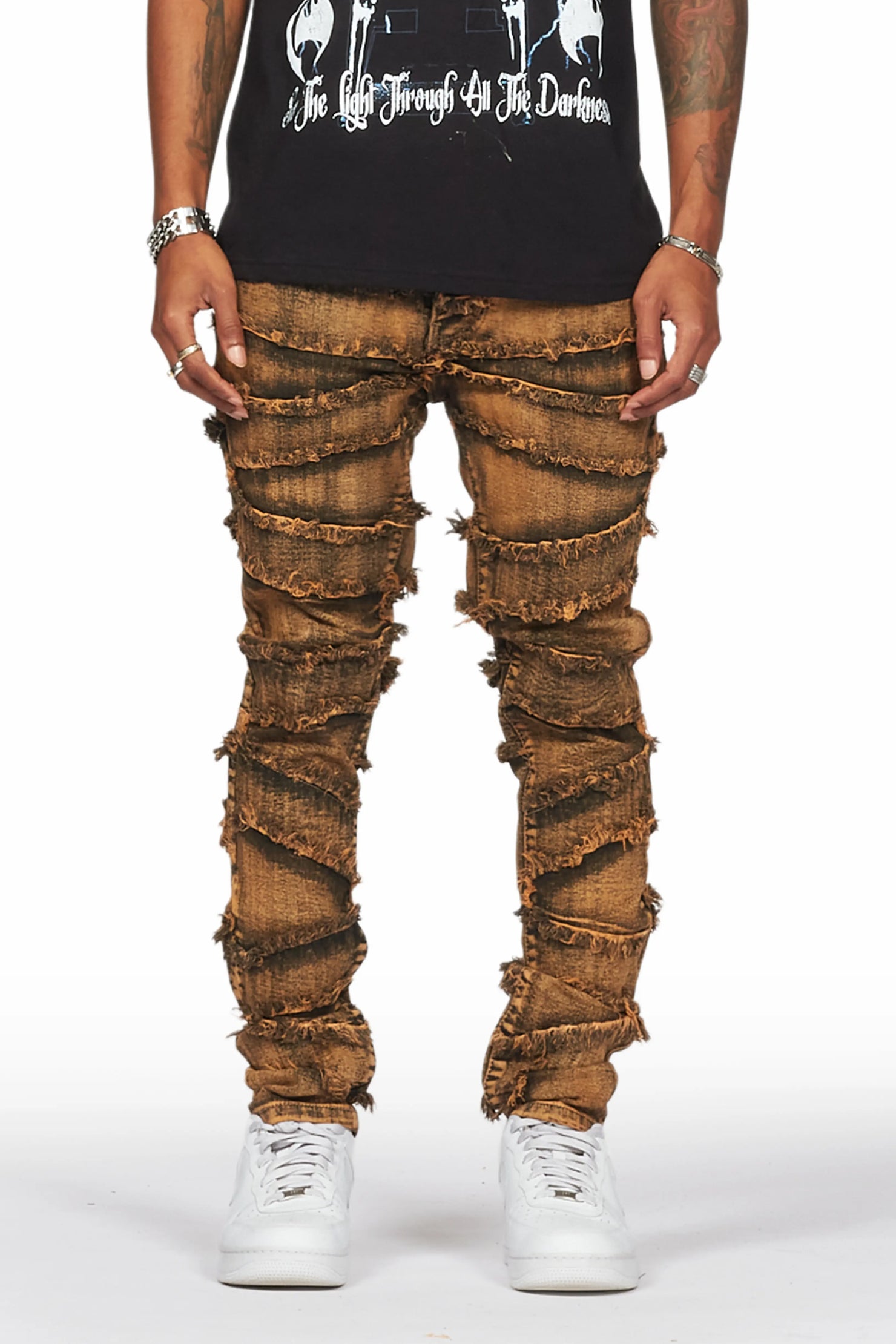 Ebrill Gold Patchwork Skinny Fit Jean