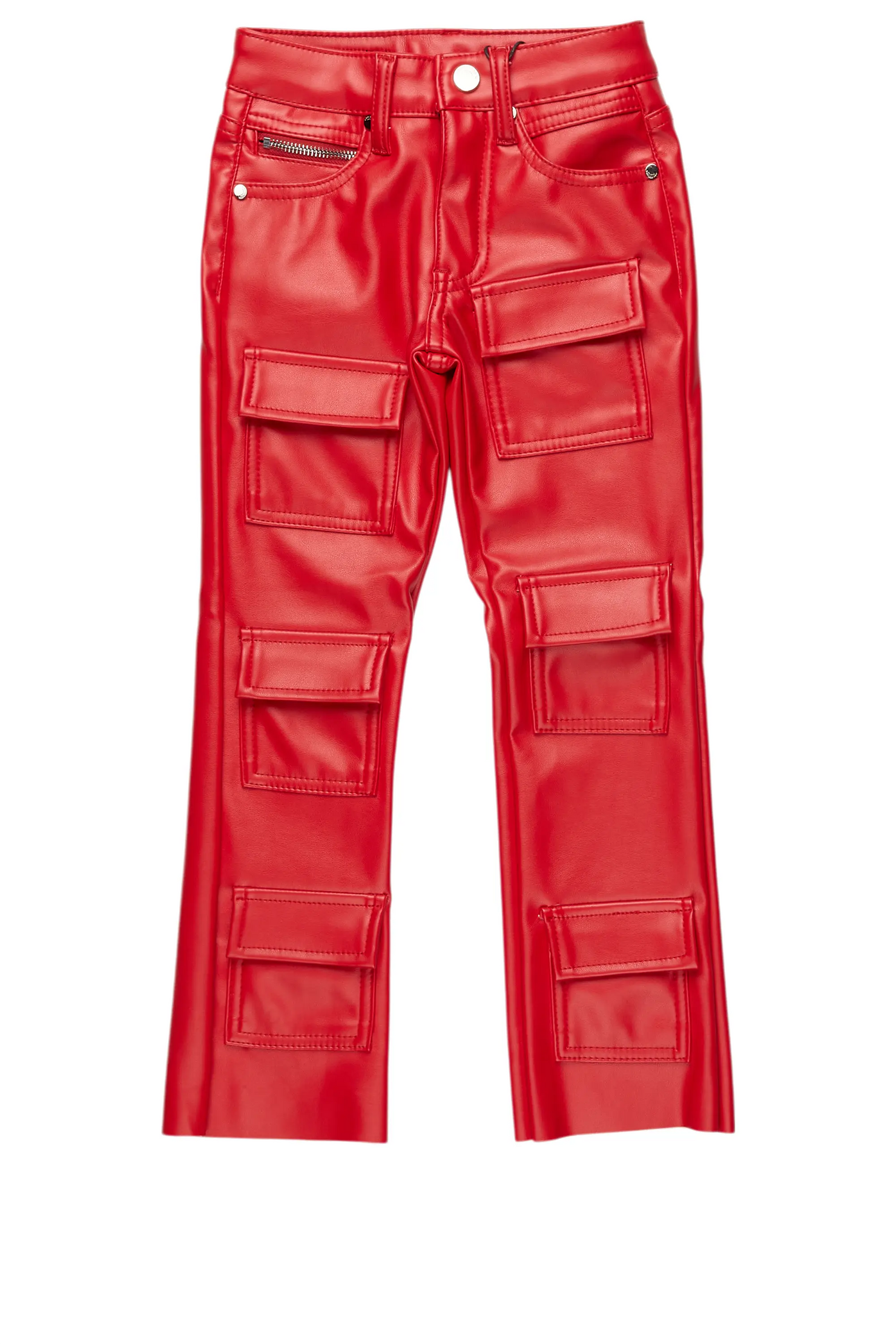 Girls Petrus Red  PU Leather Jean