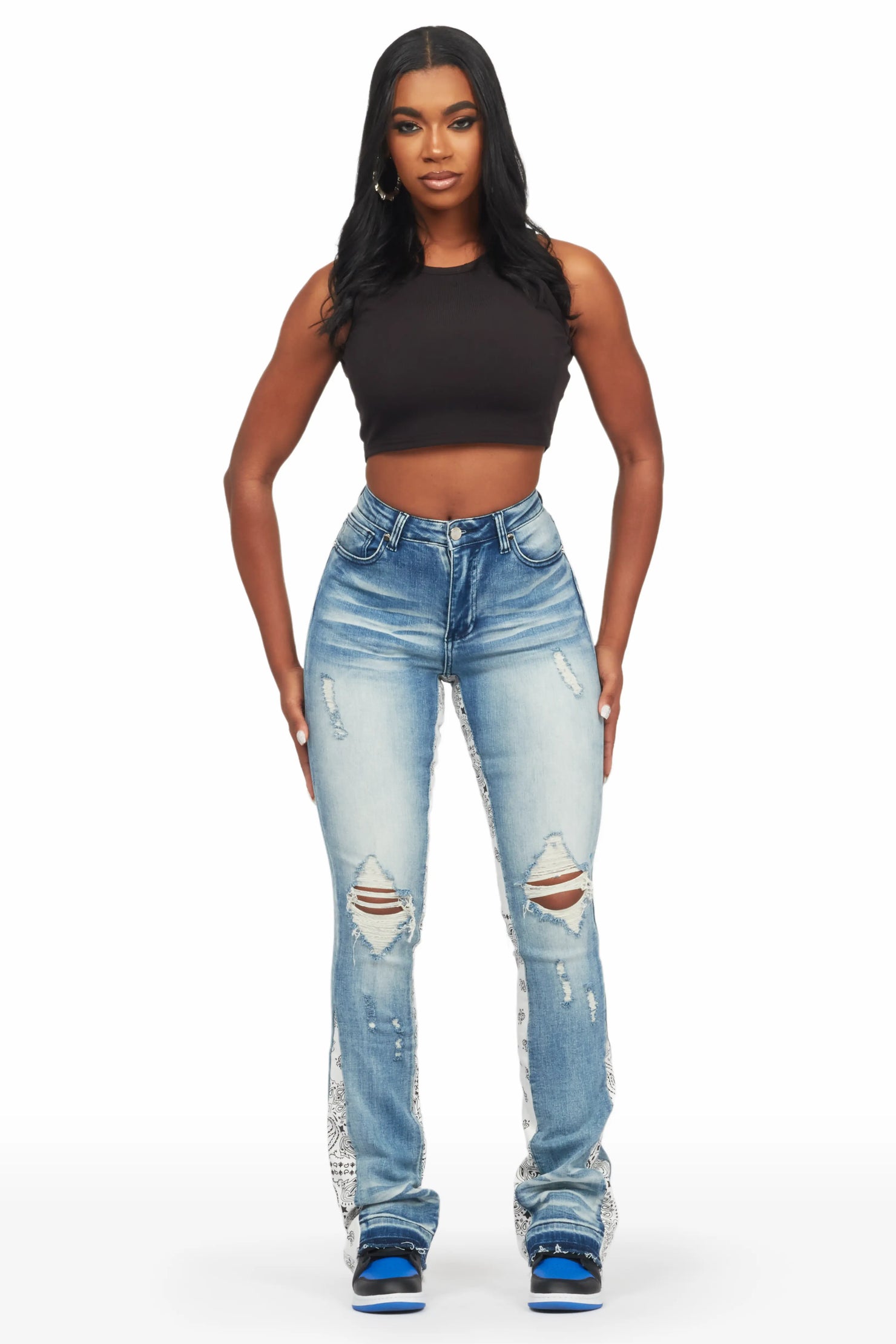 Khaleesy Light Wash Stacked Flare Jean