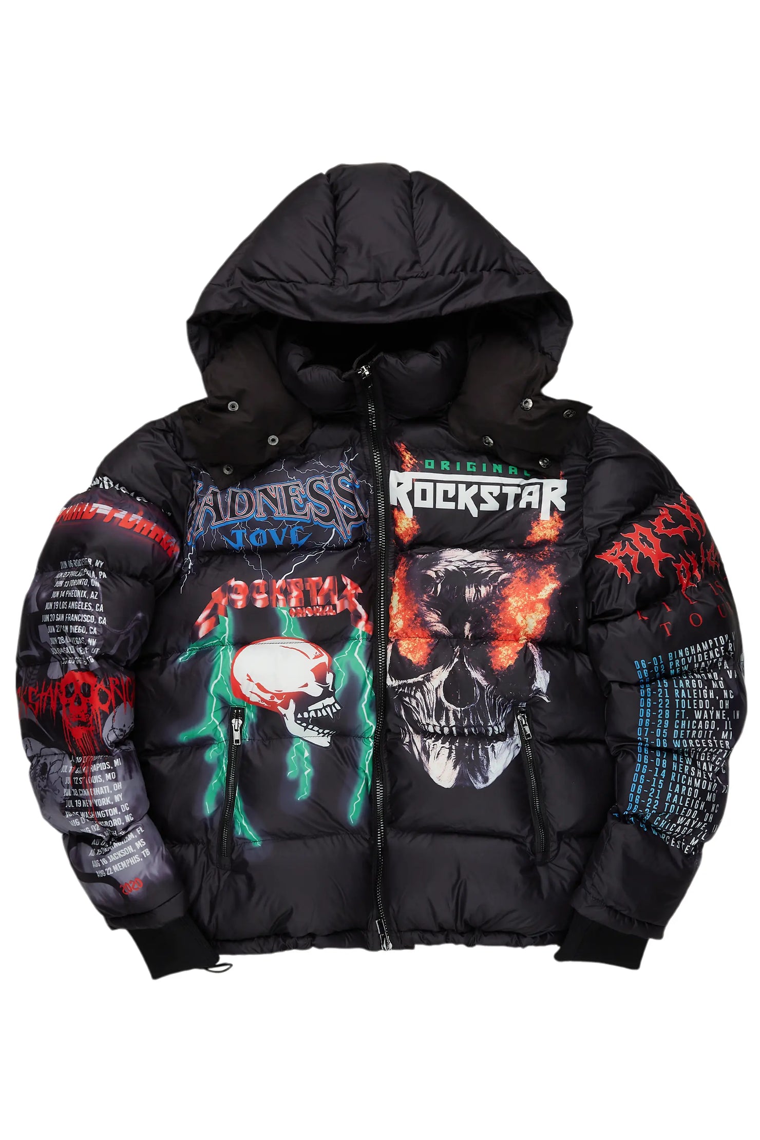 Black Nash Graphic Print Puffer Jacket