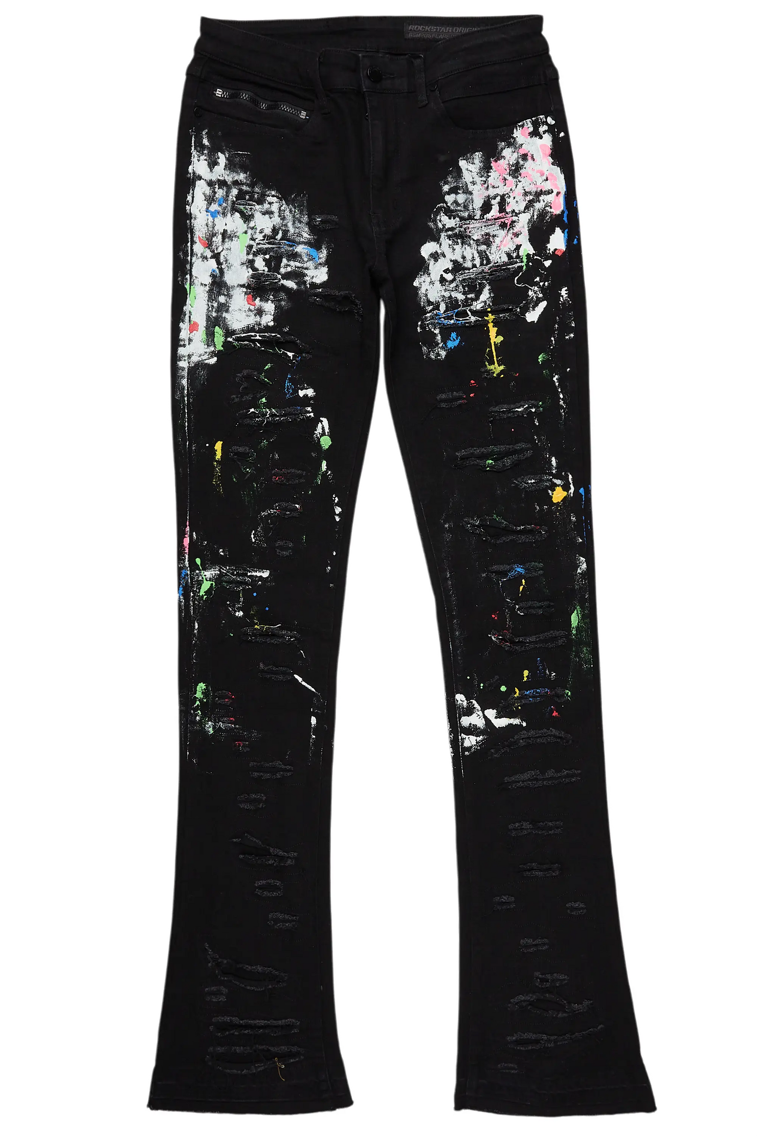 Eliseo Black Painter Stacked Flare Jean