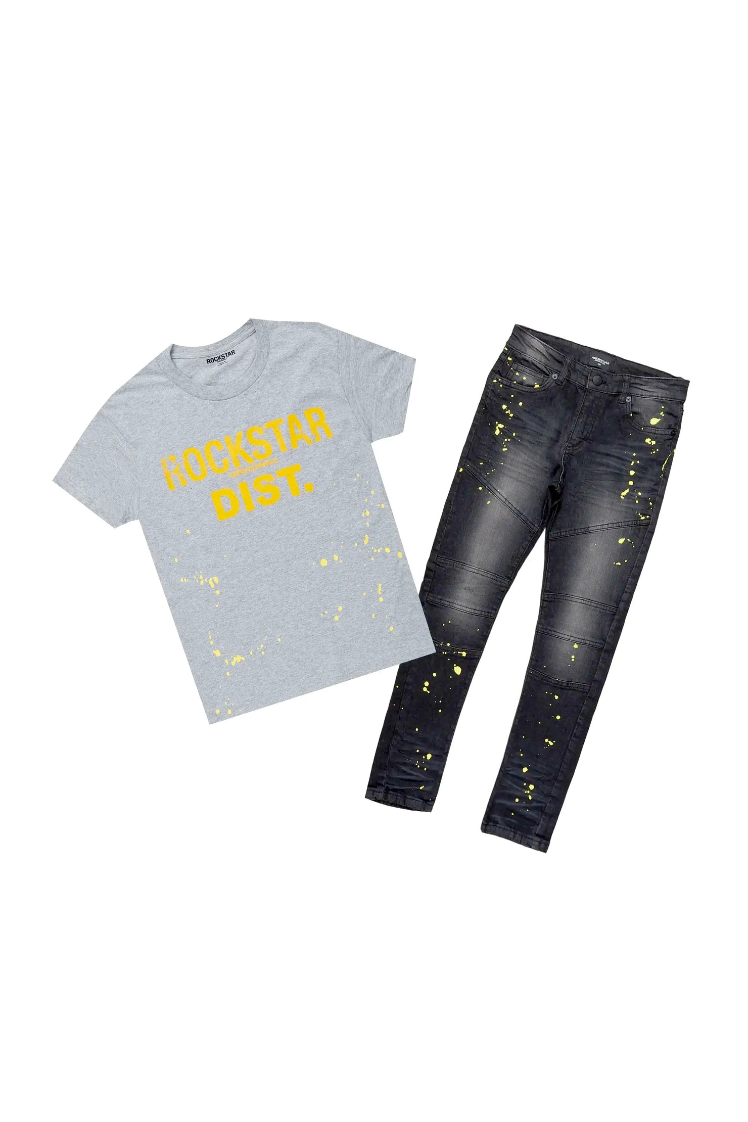 Boys Hamal Grey T-Shirt Skinny Biker Jean Set