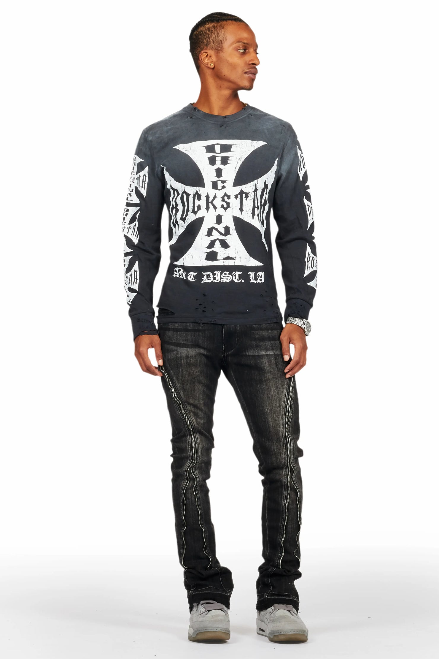 Udell Black Long Sleeve Graphic T-Shirt