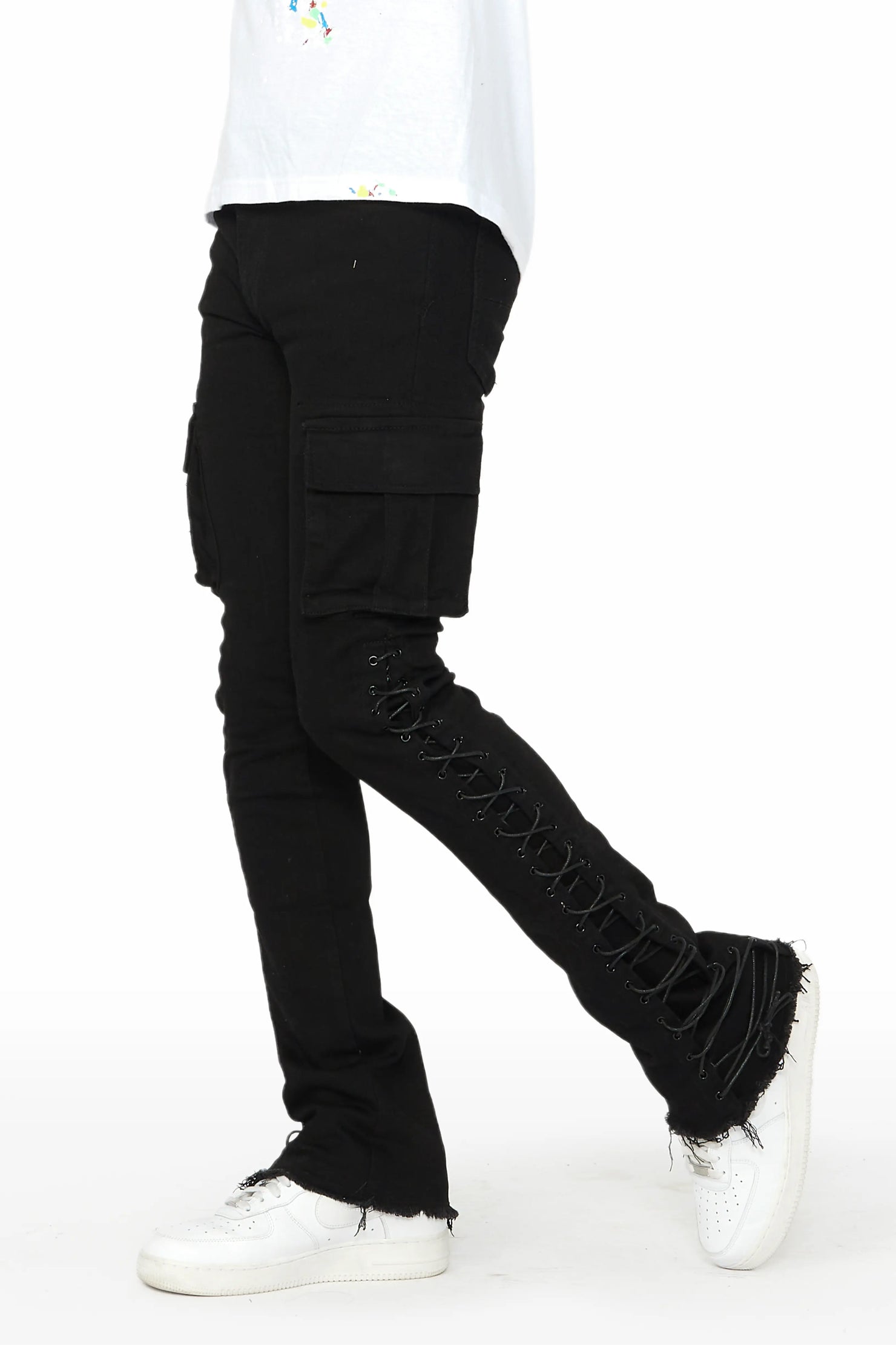 Ronoh Black Stacked Flare Jean