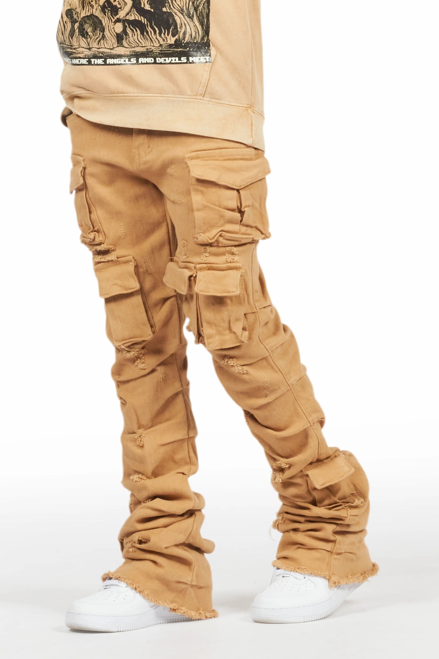 Boys Gentry Beige Stacked Flare Jean