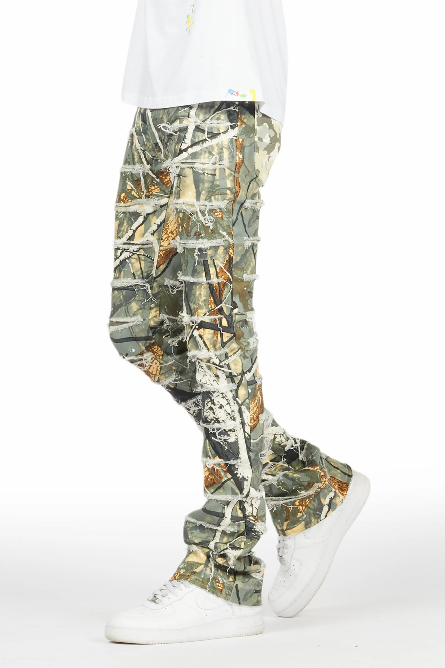 Miguelo Tree Camo Stacked Flare Jean