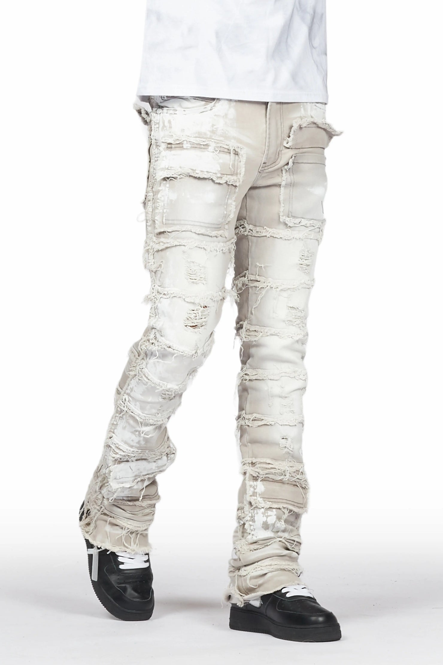 Garrick Grey Painter Stacked Flare Jean