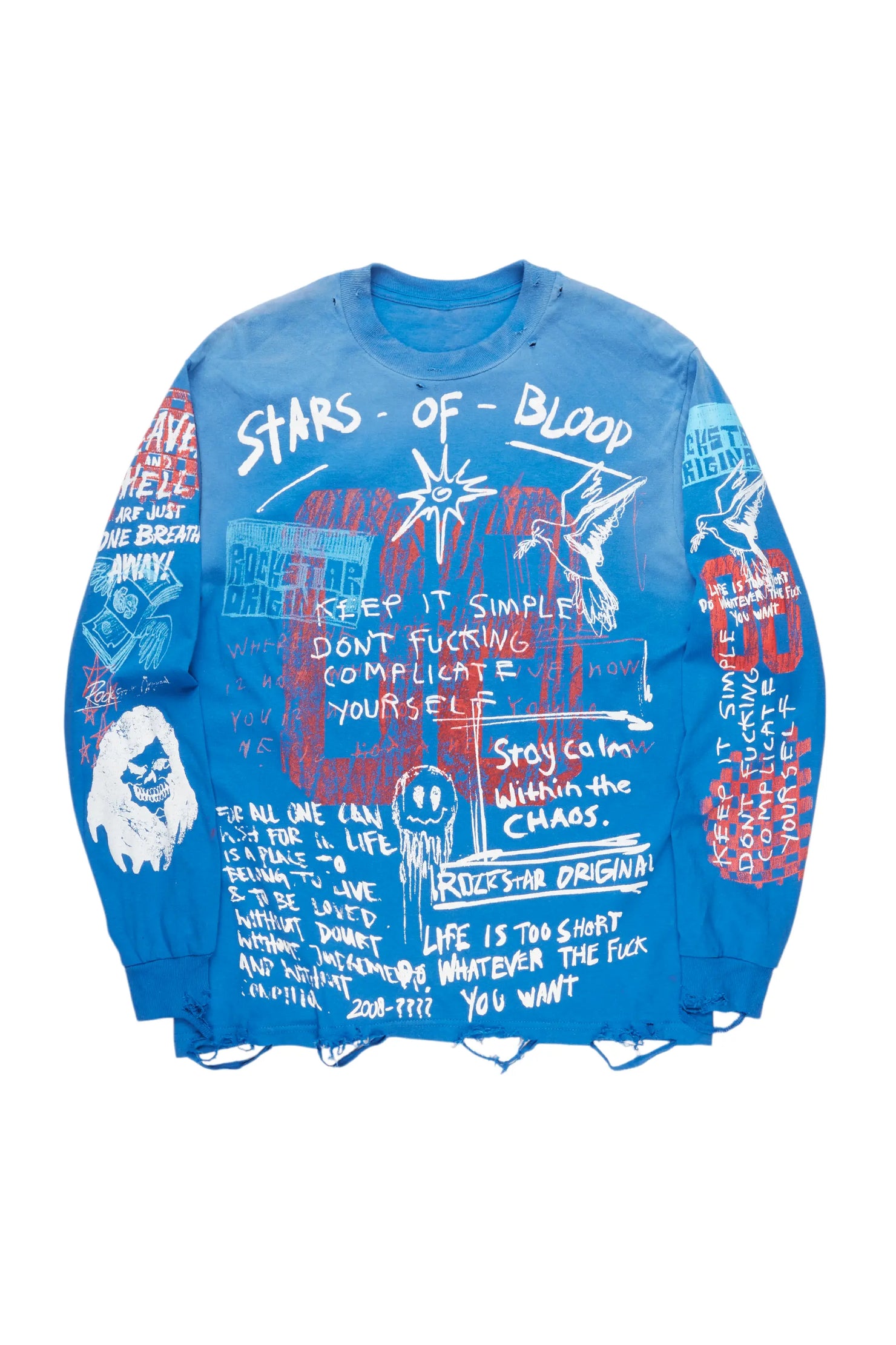 Gabin Royal Blue Long Sleeve Graphic T-Shirt